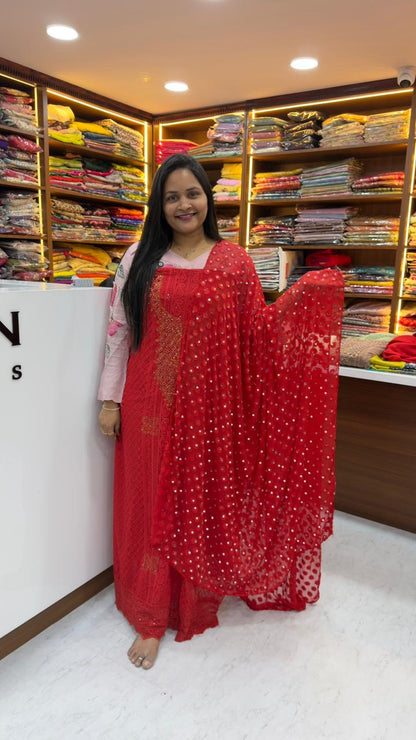 Chikankari Georgette fabric dress material