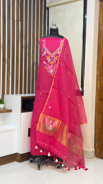 Handloom Muslin Jamdhani Dress materials