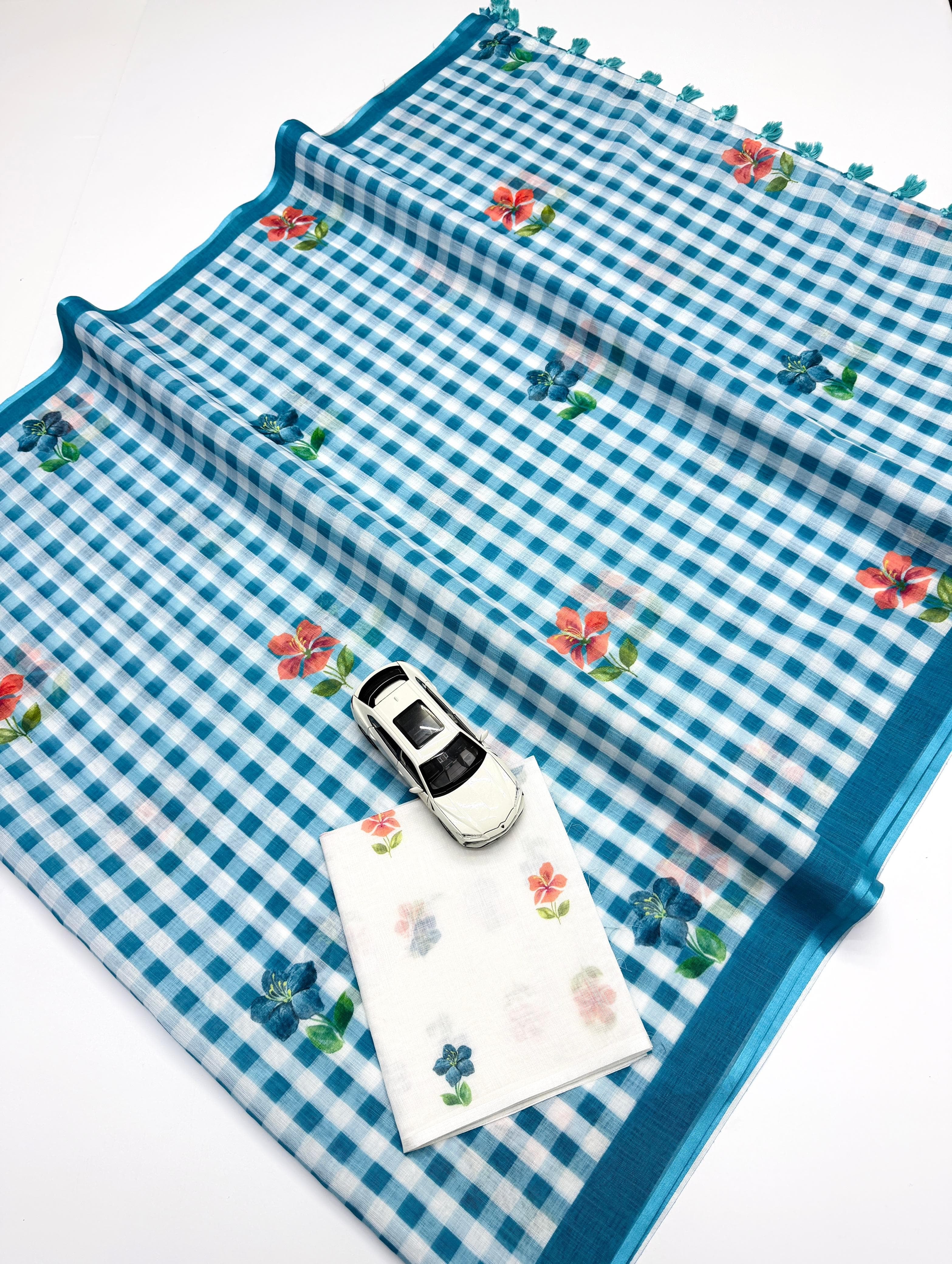 Plain soft linen saree