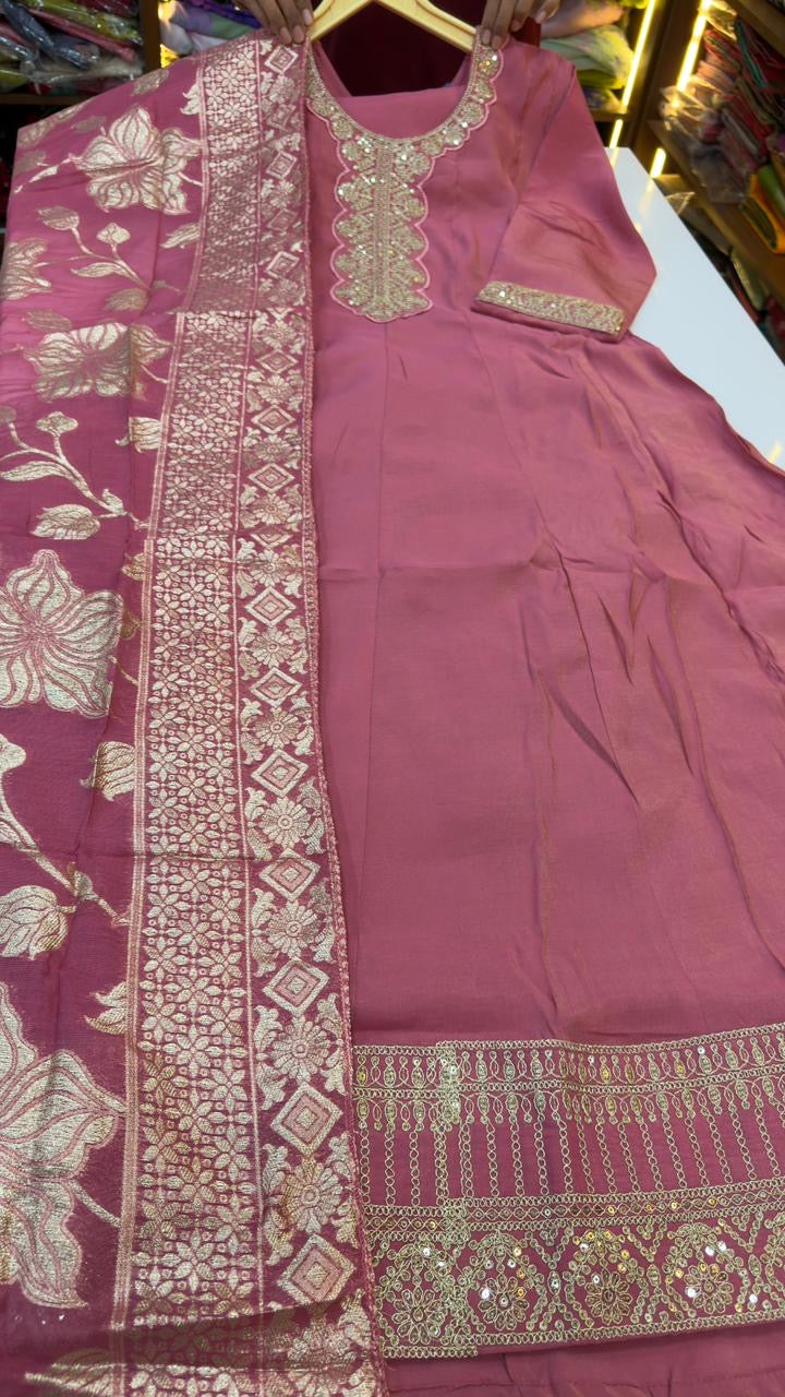 Banarasi tissue Anarkali dress