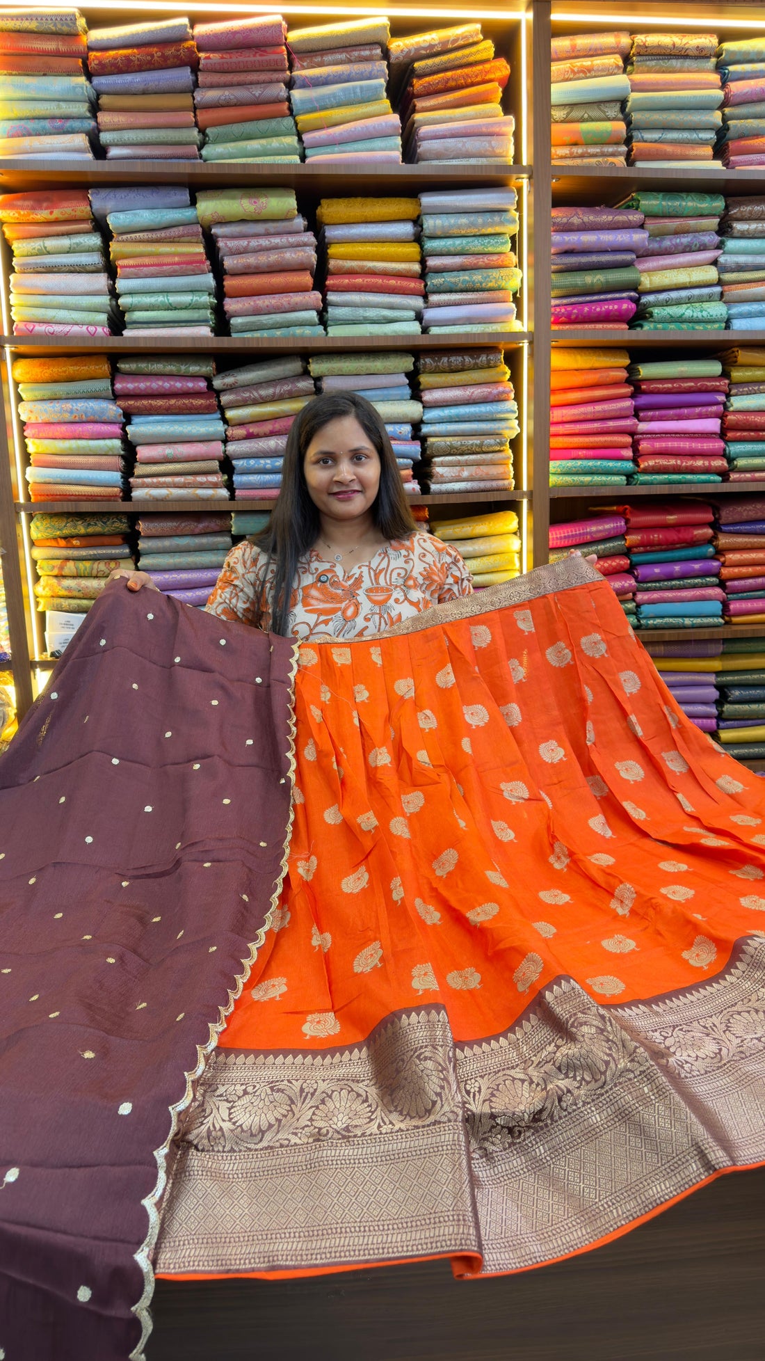 Chiffon &amp; Dola Silk Half sarees