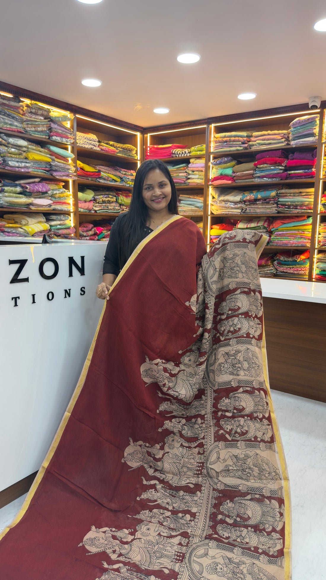 Pure Kota cotton sarees with Kalamkari design with natural colours