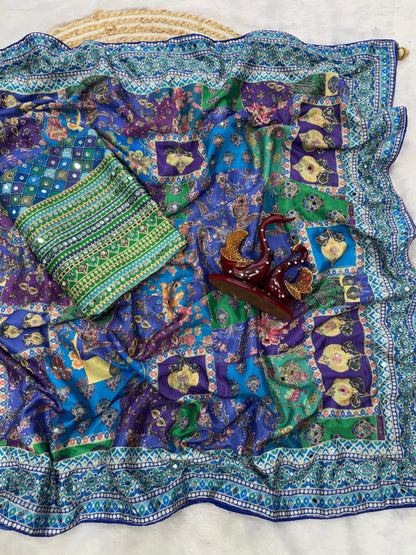 Soft chinnon saree with beautiful print