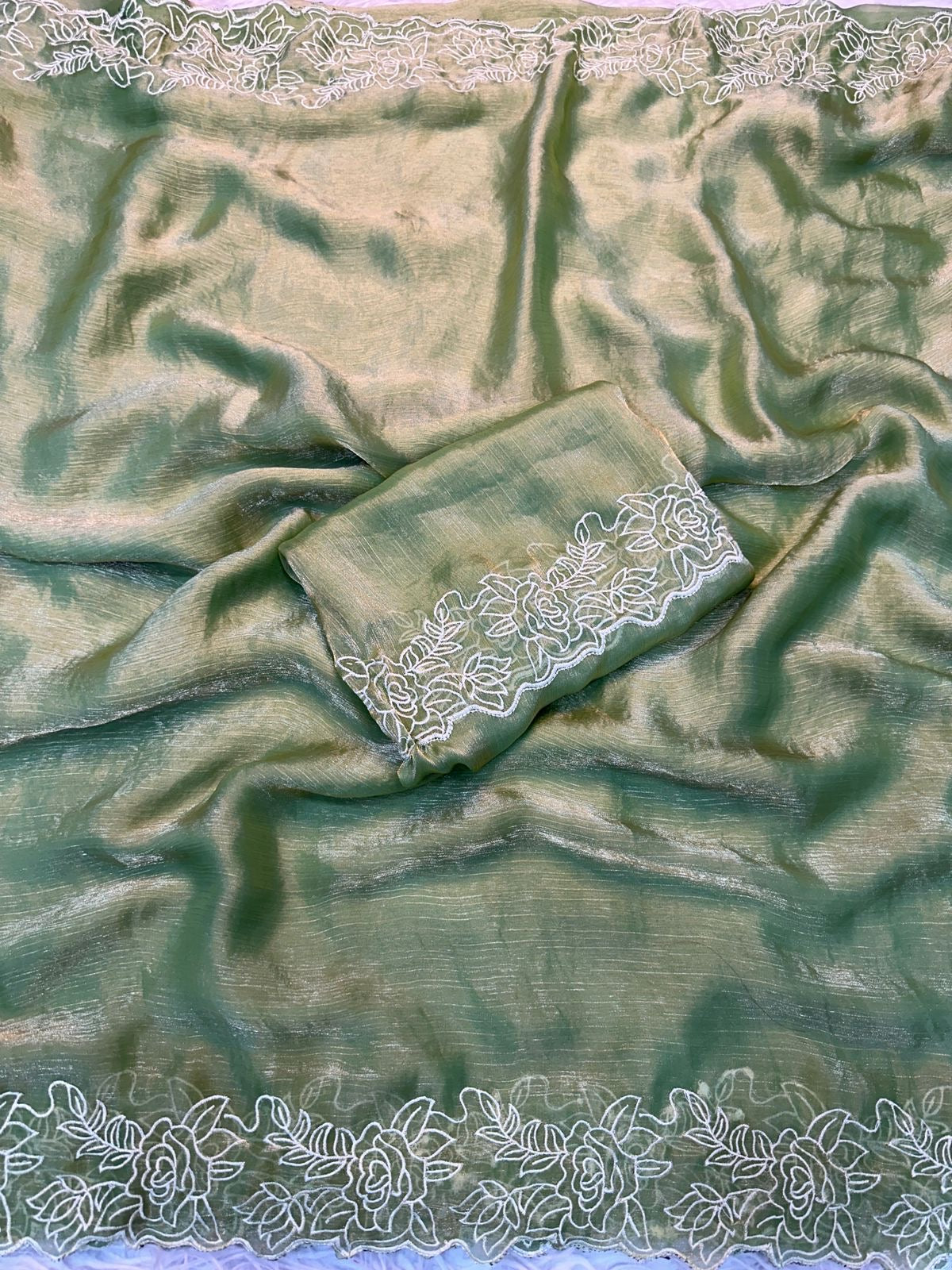 Chiffon saree with embroidery work