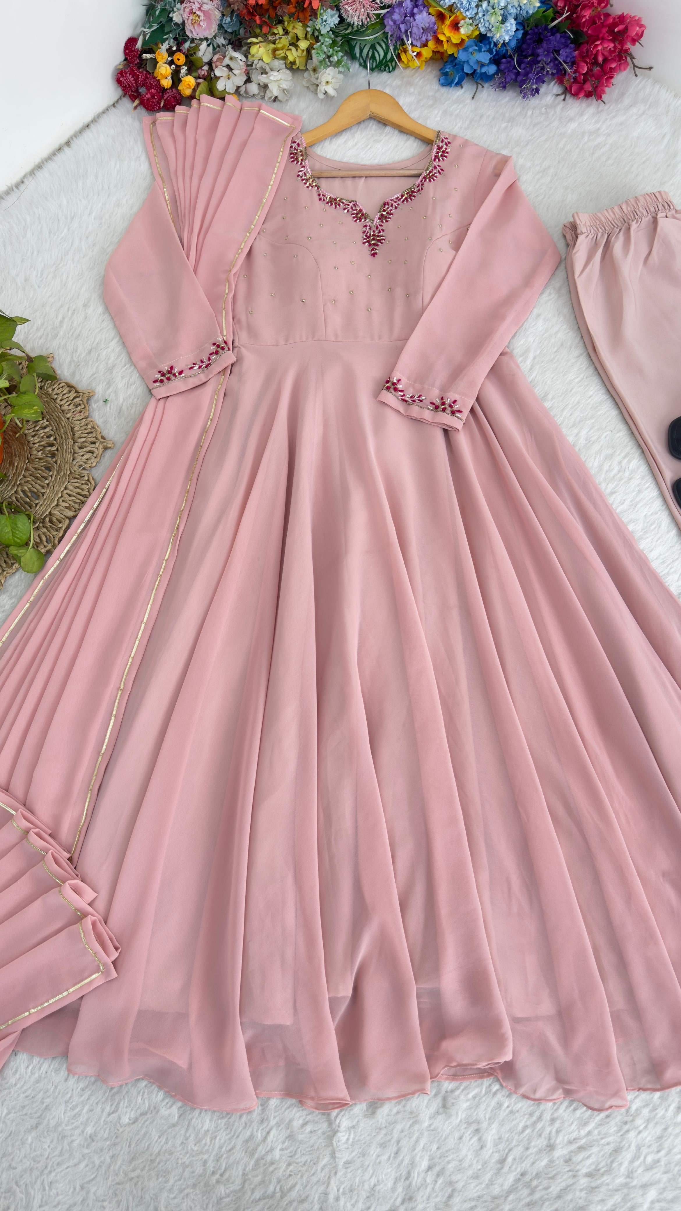 Georgette Anarkali with hand work(NON-STORE)