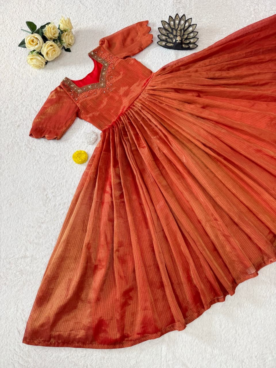 Kota Tissue Gown with maggam work(NON-STORE)