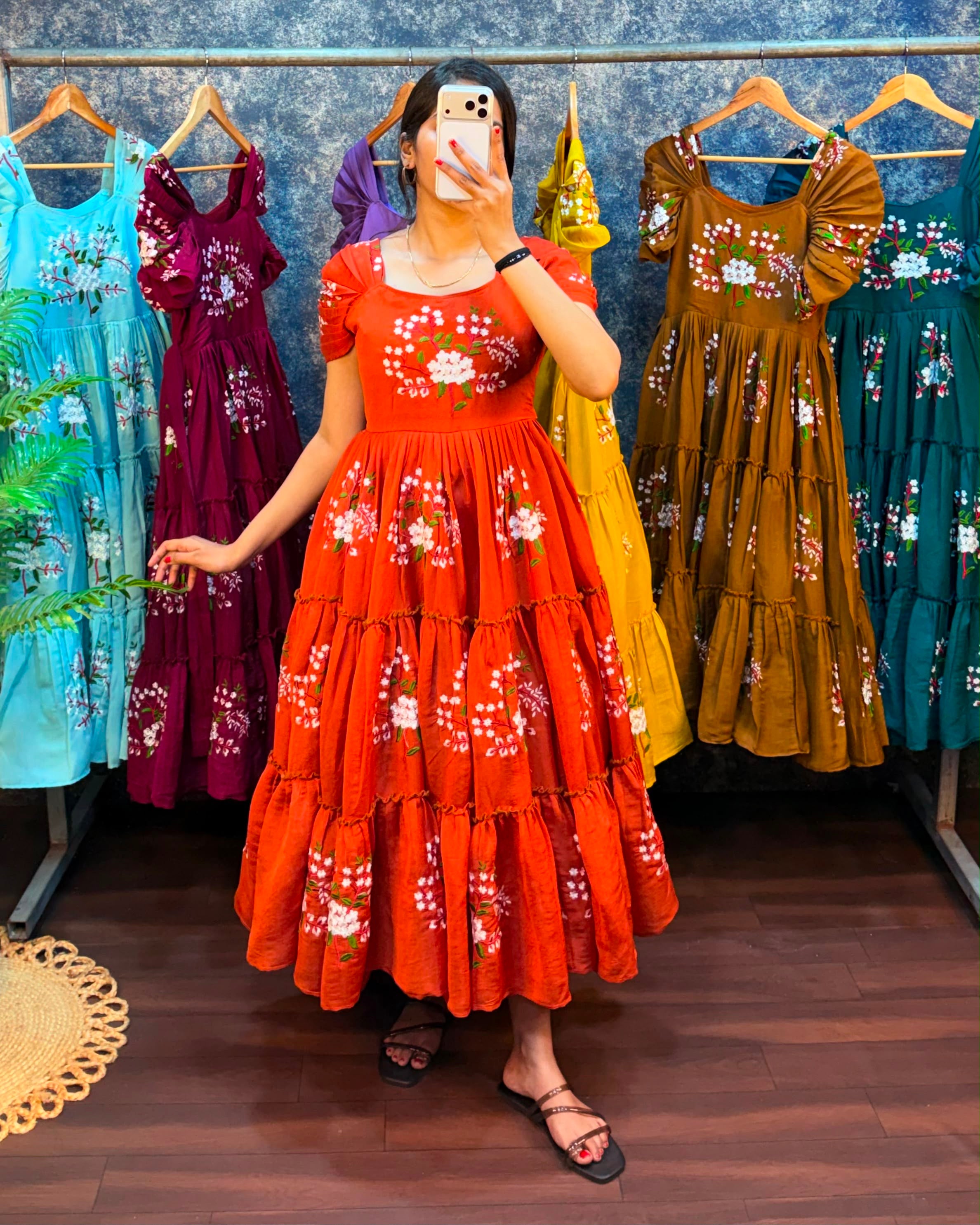 Mul cotton frocks with embroidery