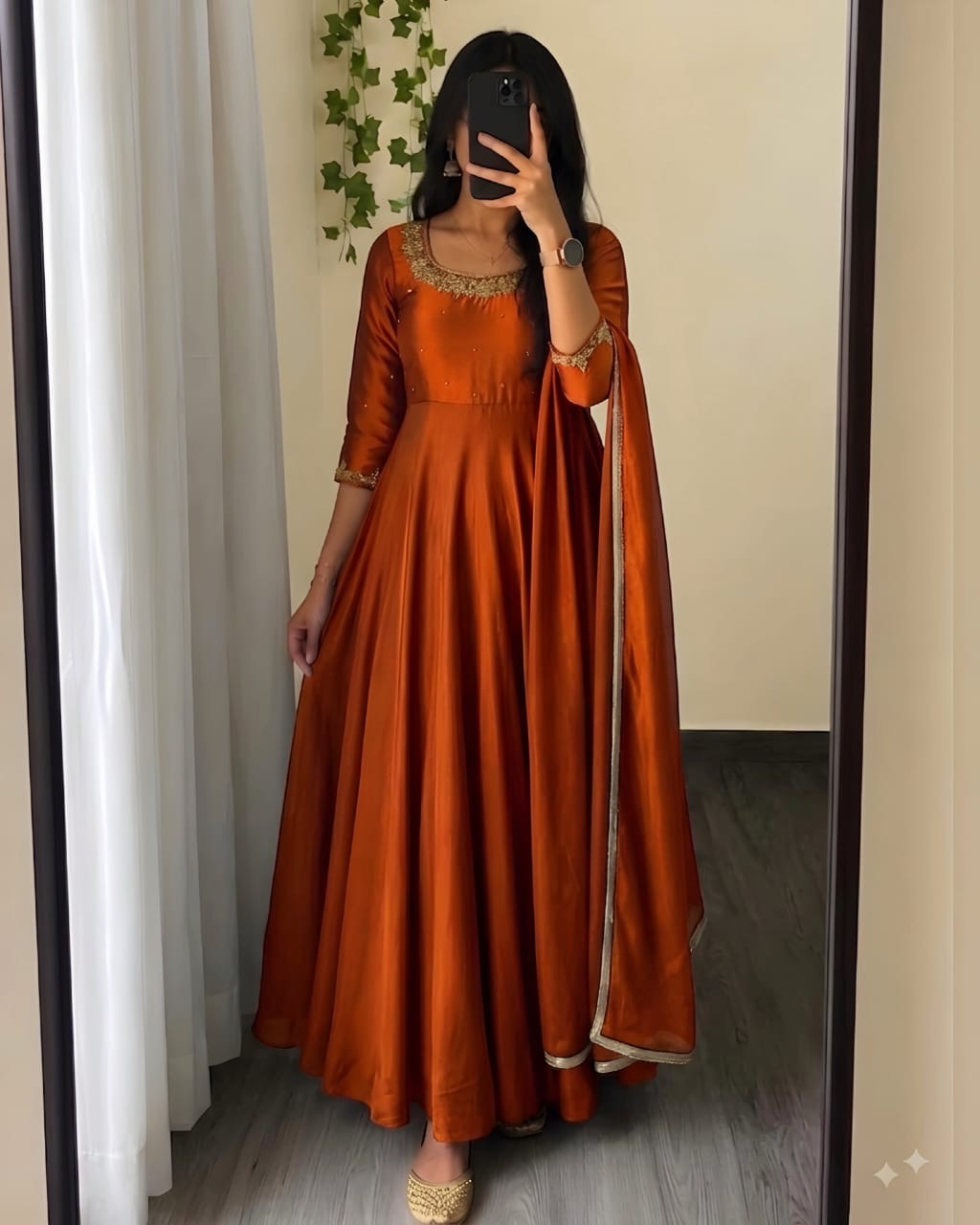 Beautiful frock with maggam work(NON-STORE)