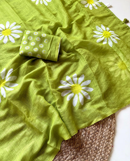 Soft linen with floral print