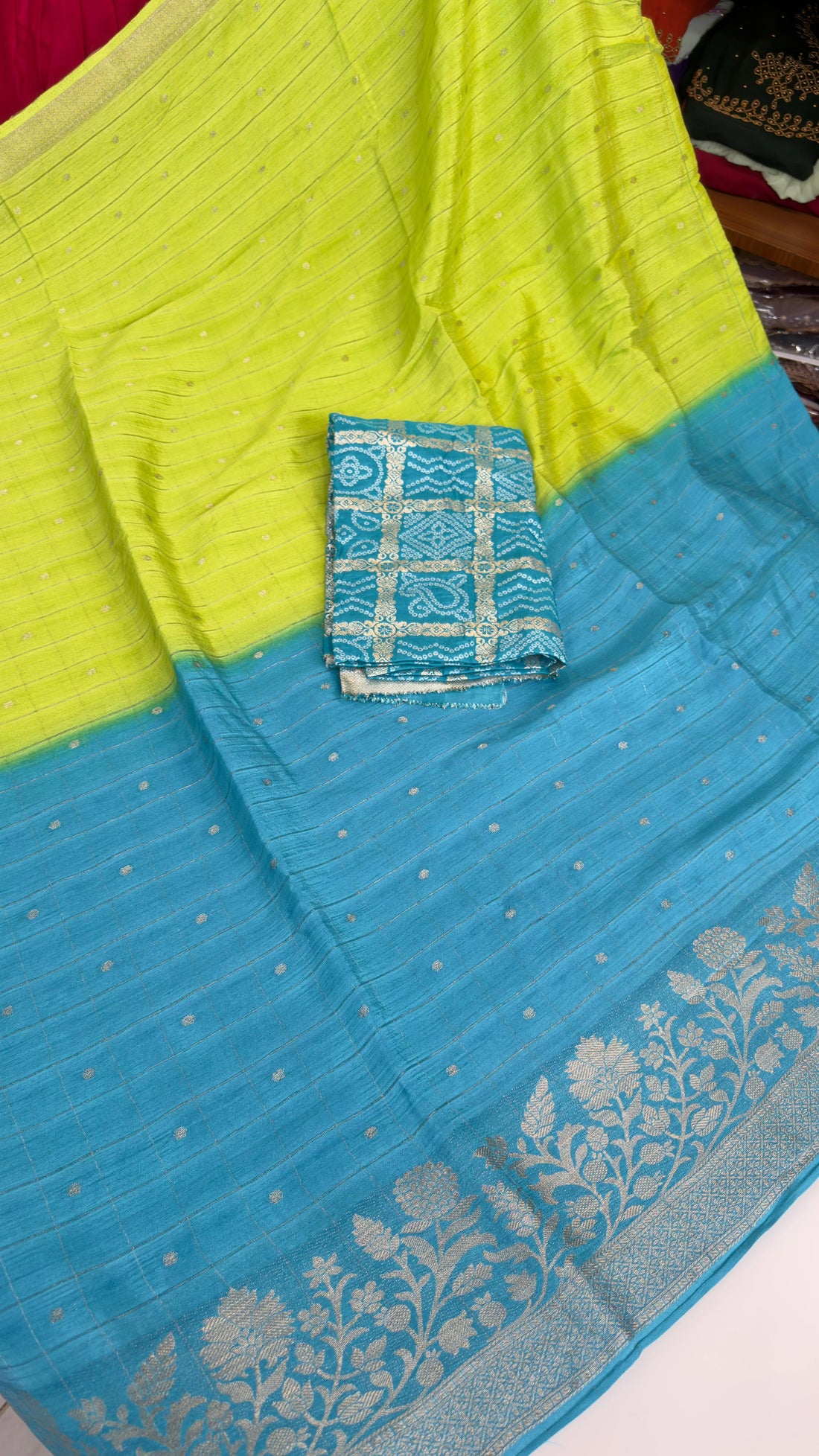 Dual shade Chinon sarees