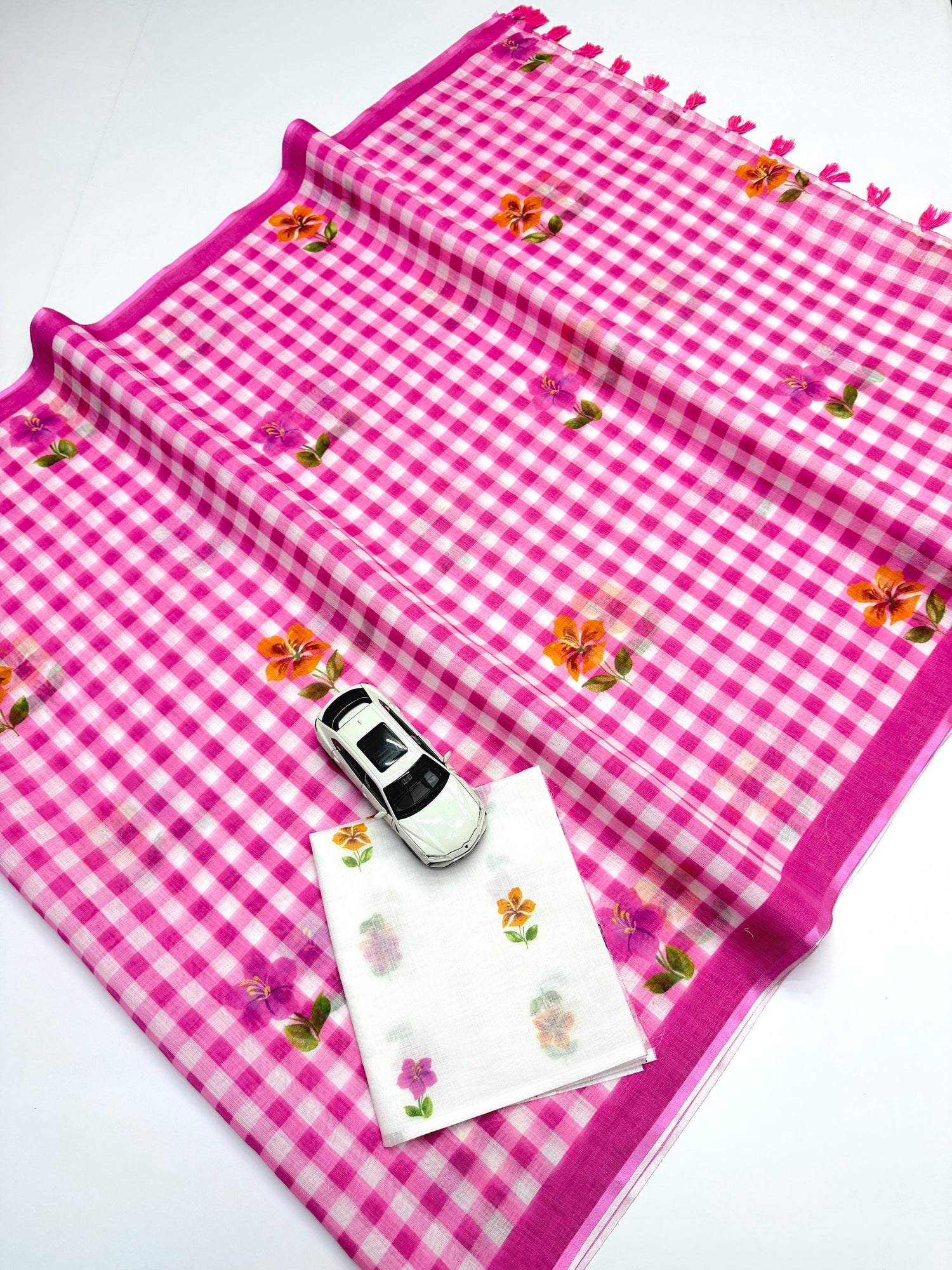 Plain soft linen saree