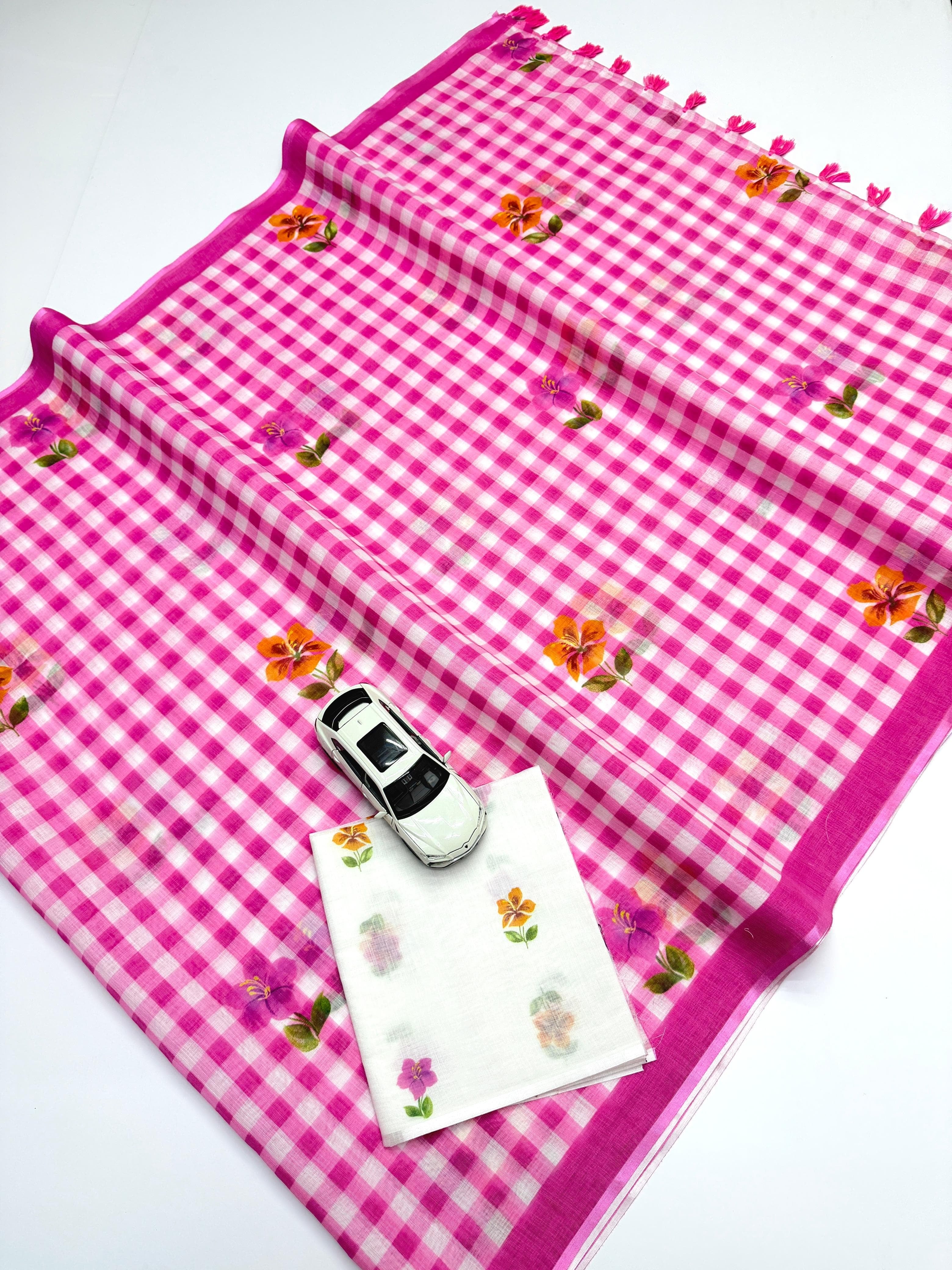 Plain soft linen saree