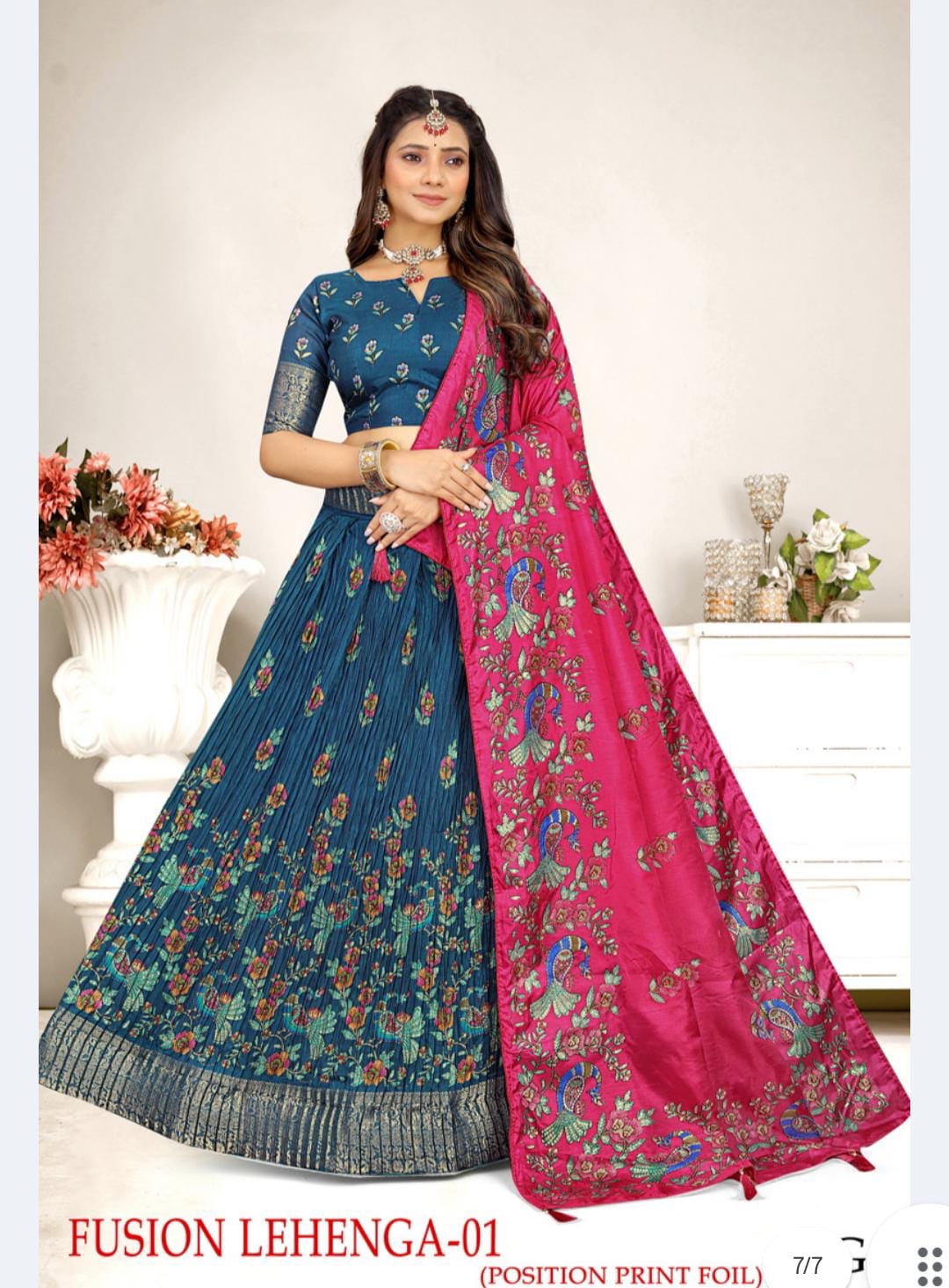 Kalamkari Dola Silk lehengas