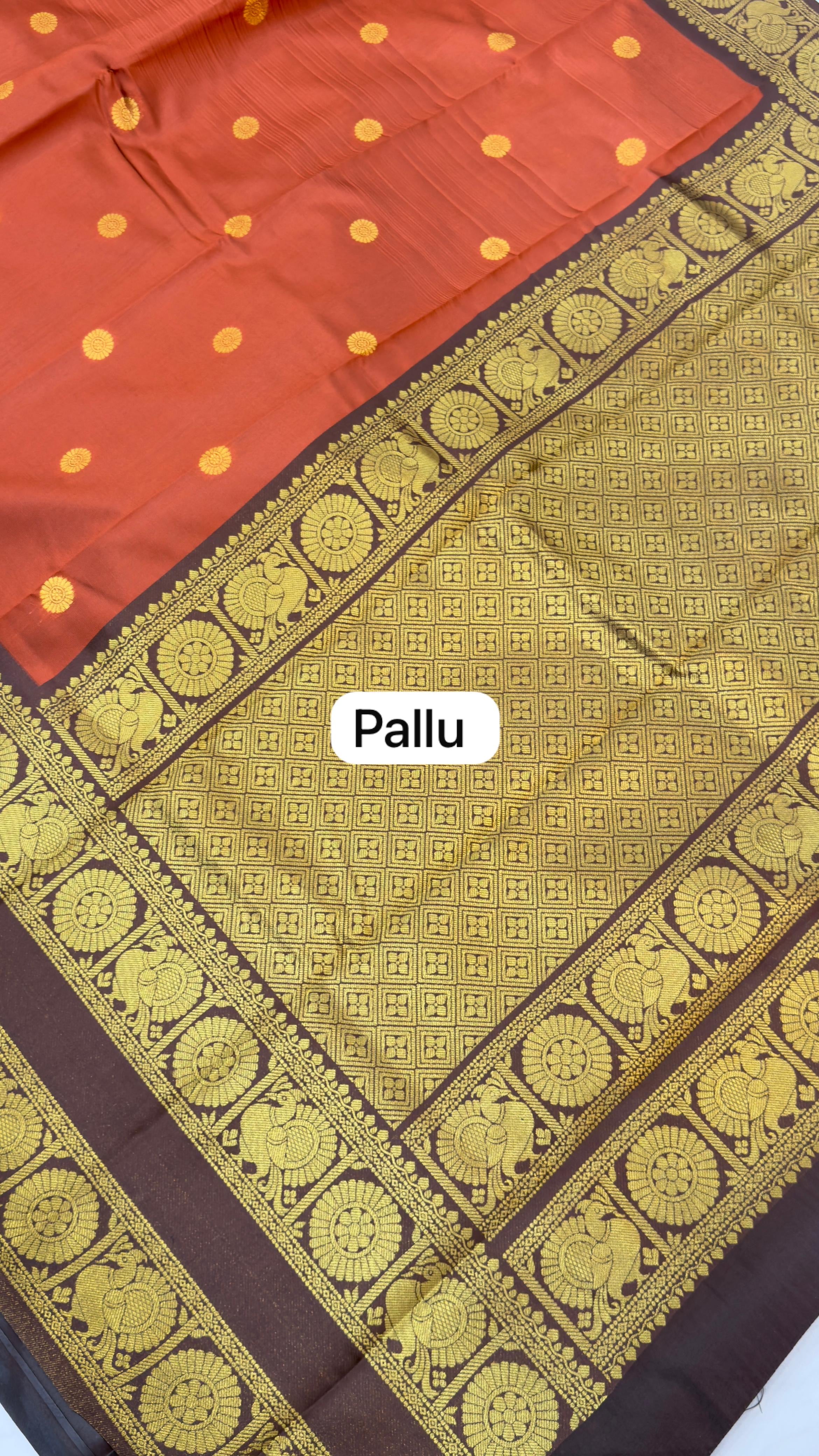Rust orange soft pattu saree
