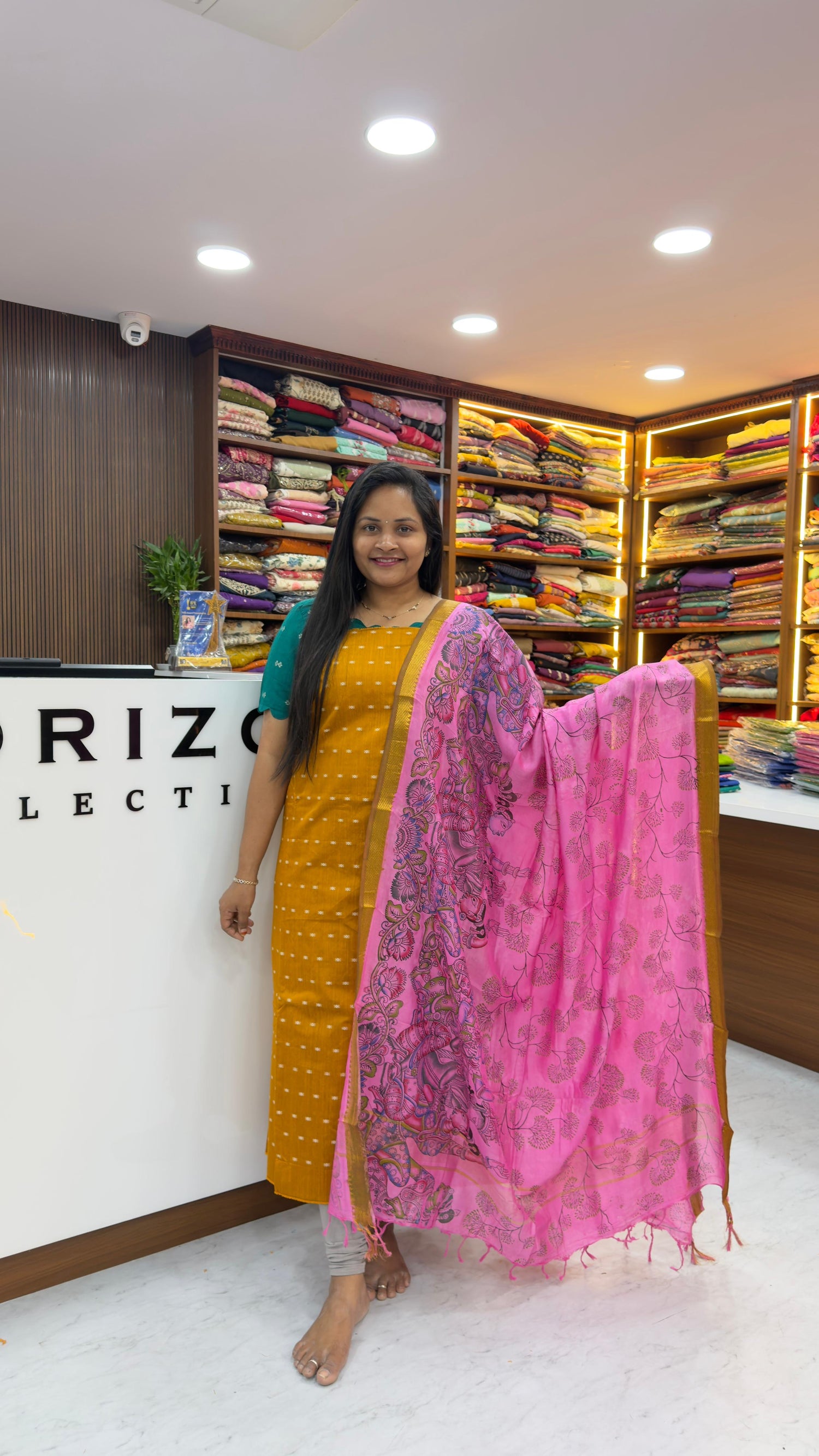 Raw silk dress material with Nellore silk nizam borders dupatta