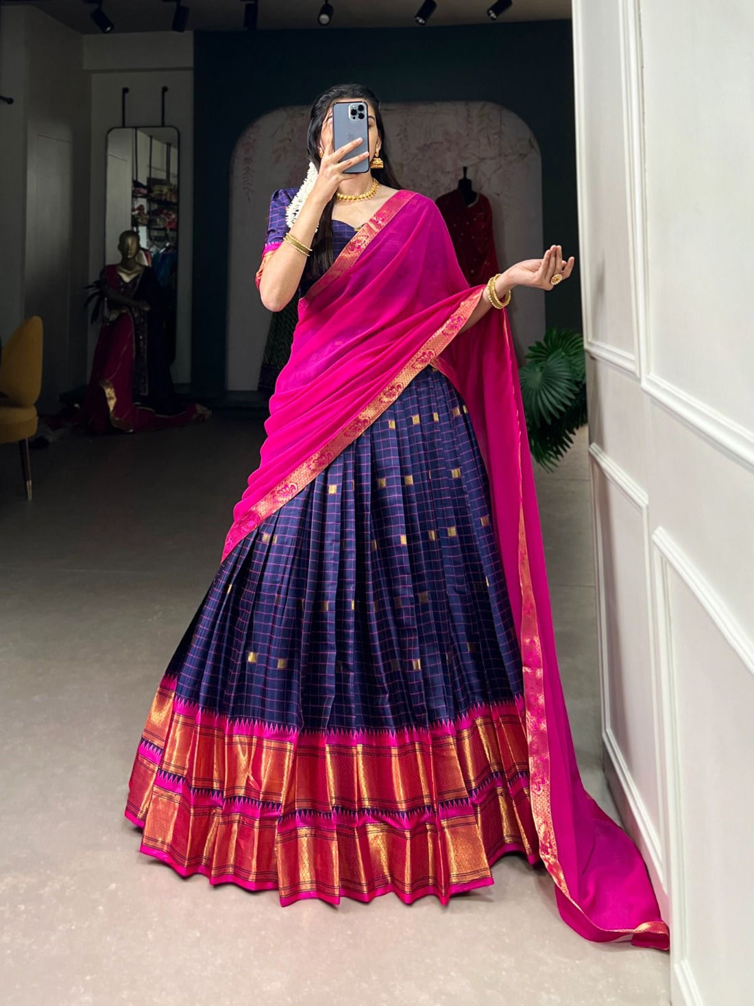 Paithani artistry on Cotton Silk Lehenga