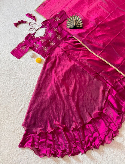 Space silk Lehenga Choli with maggam work(NON-STORE)