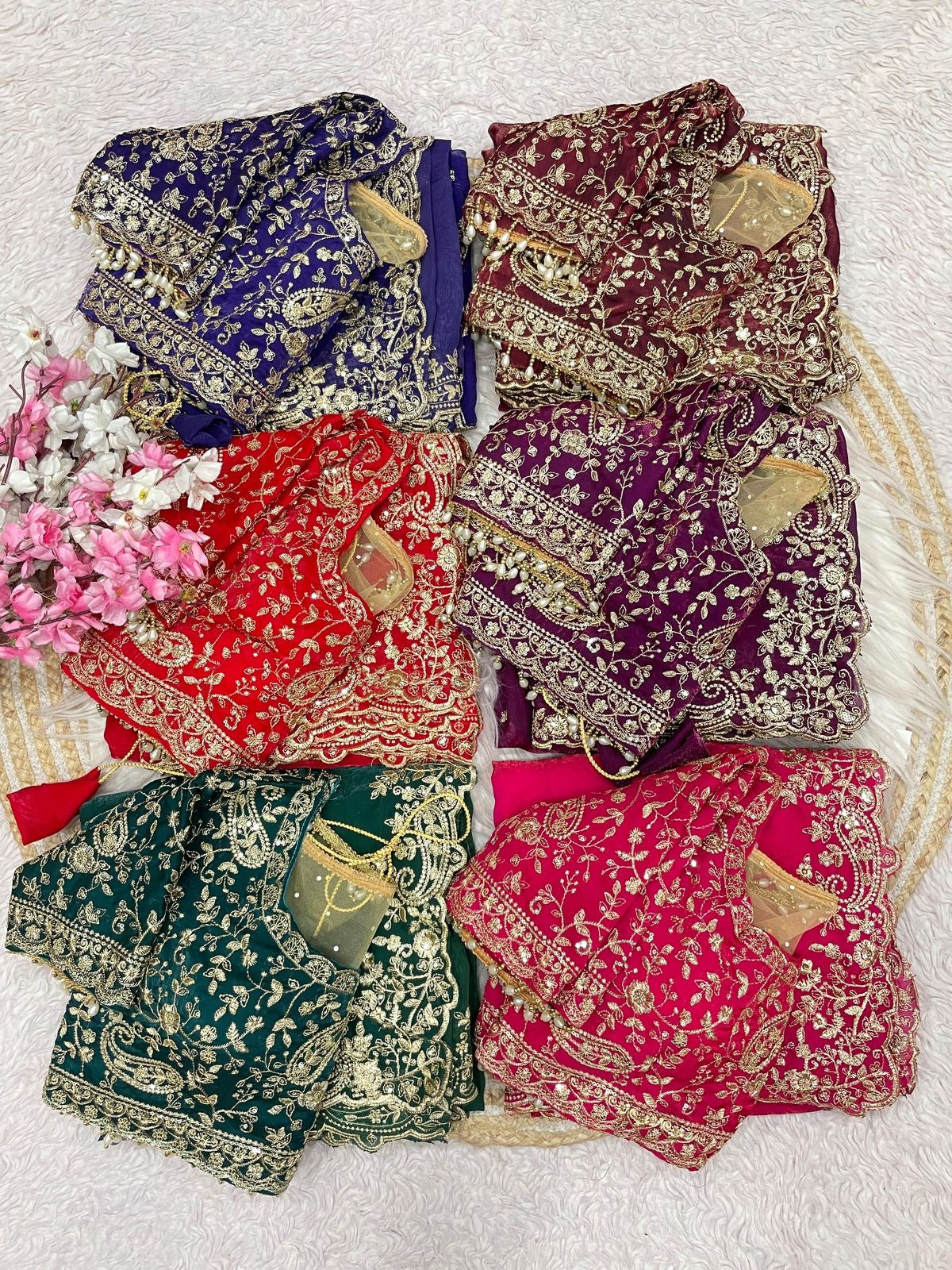 Fendy sattin with heavy work