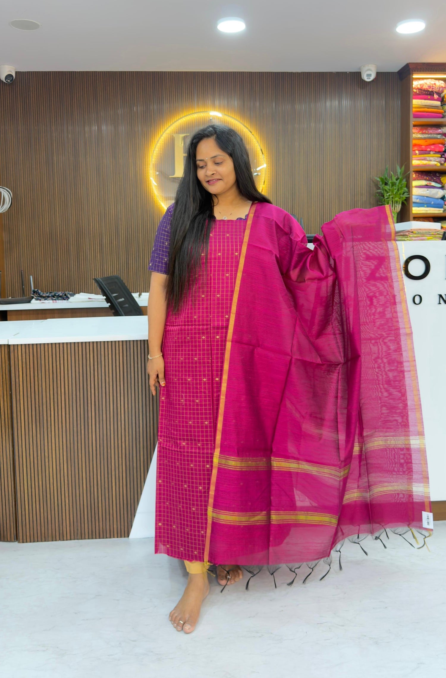 Raw silk pattu style unstitched dress materials