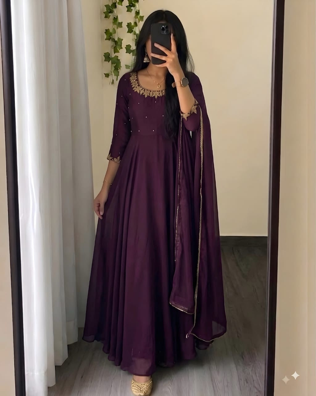 Beautiful frock with maggam work(NON-STORE)