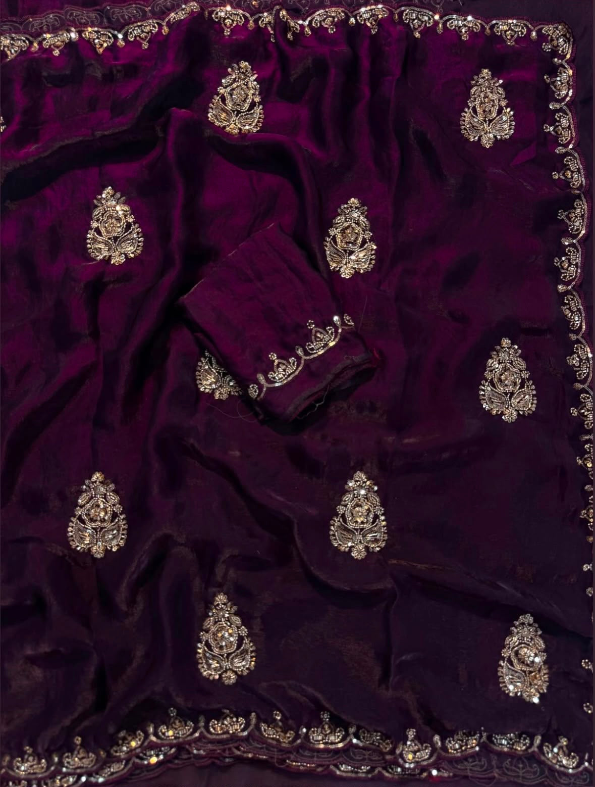 soft fancy Fandy fabric sequins saree with cut-work and handwork(NON-STORE)