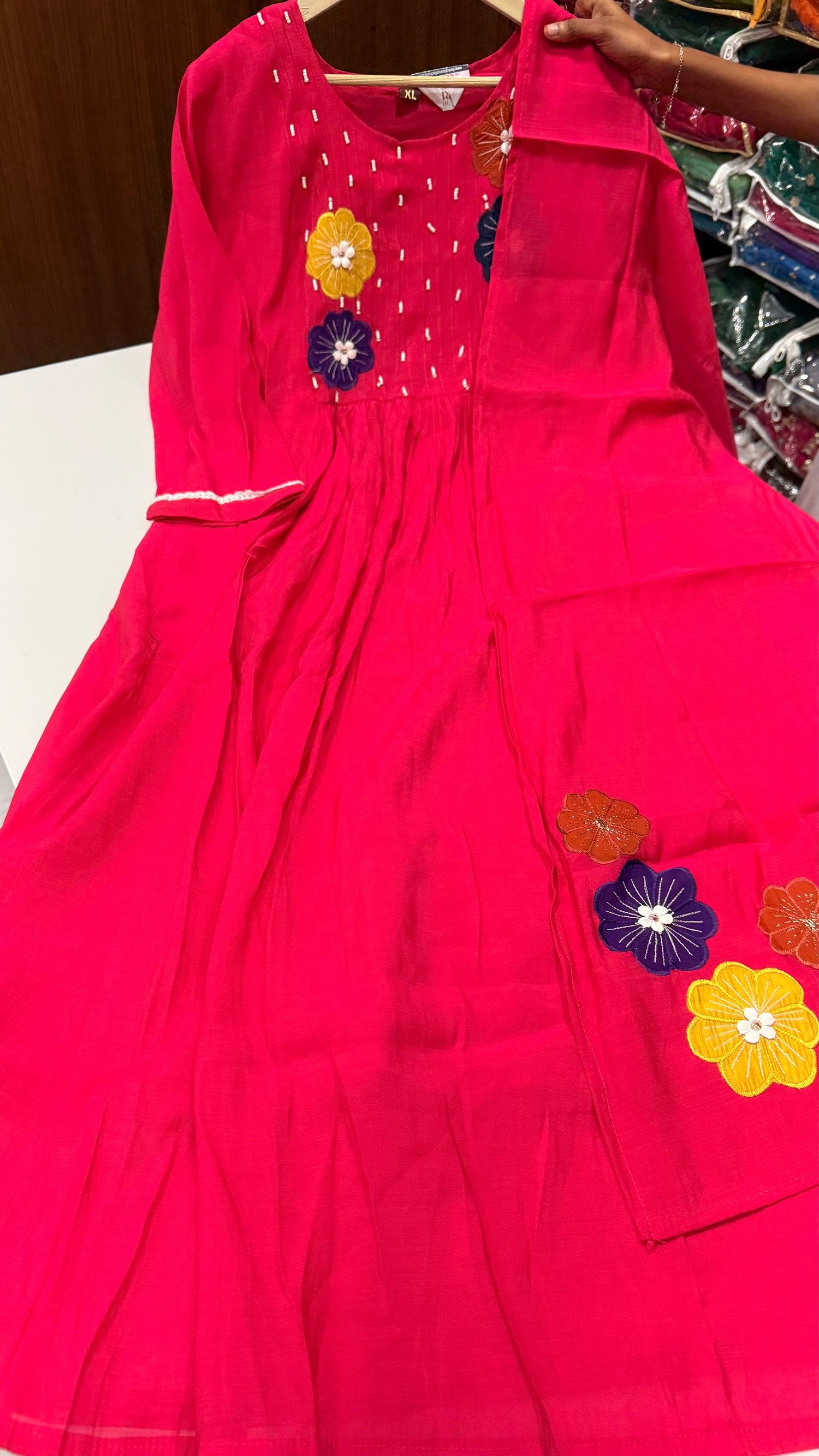 Mul chanderi three piece set
