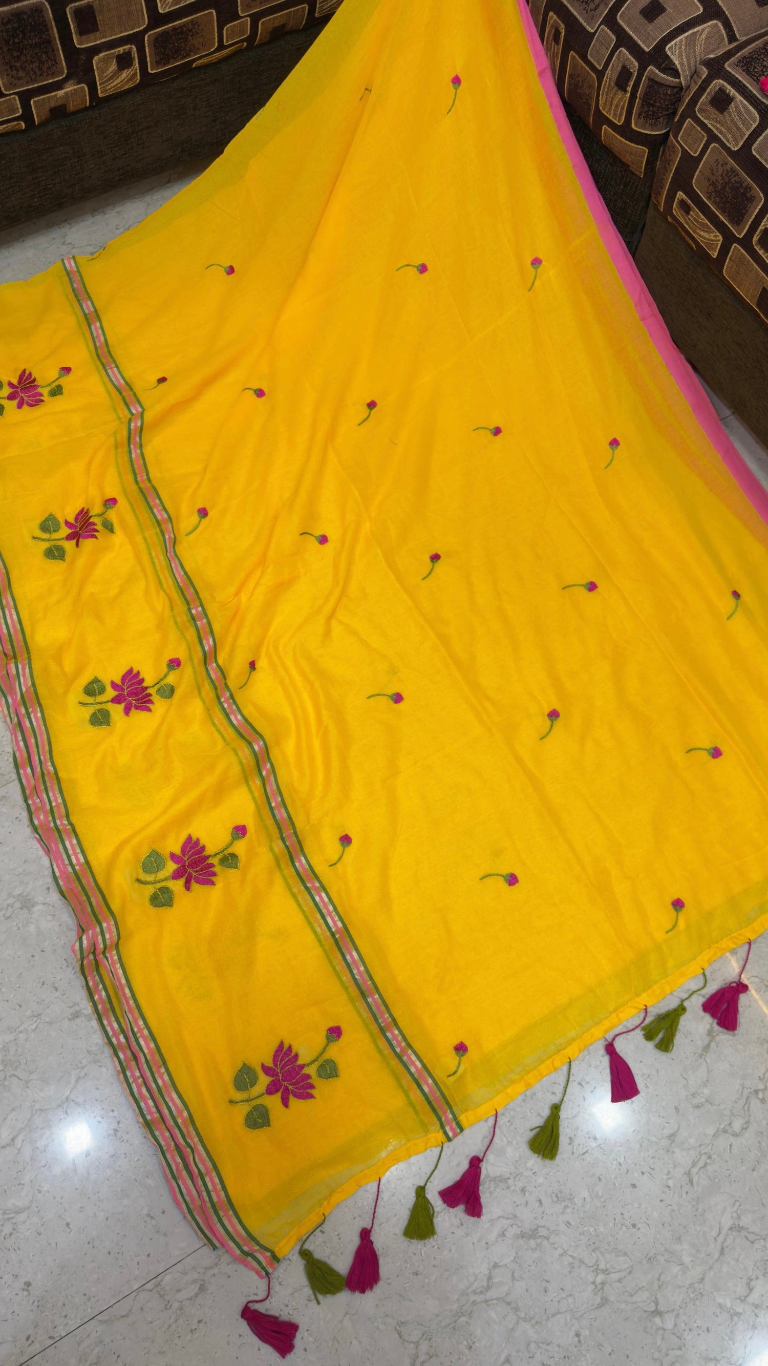 Mull cotton with embroidery