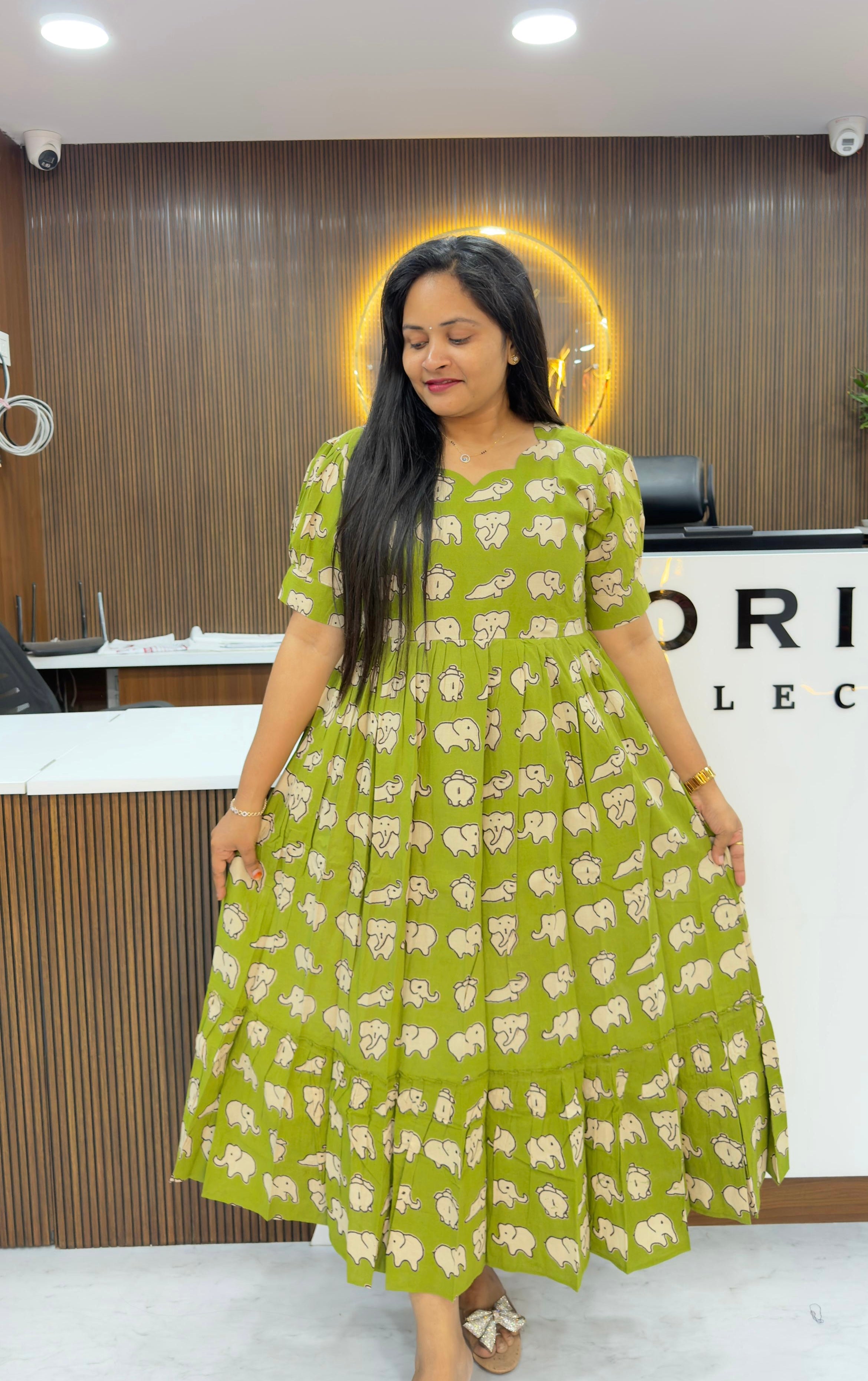 Kalamkari Cotton Frocks M to 4Xl
