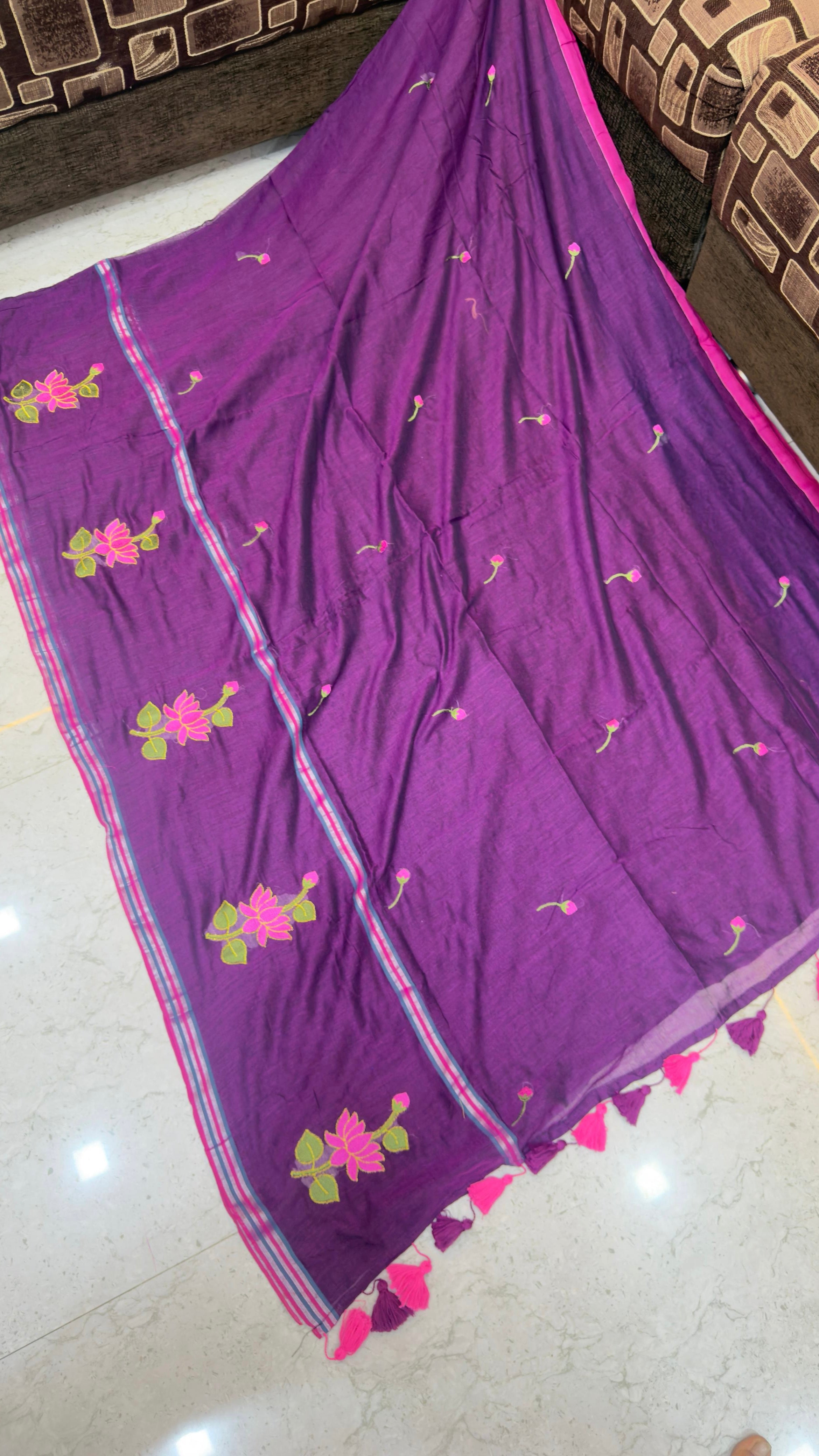 Mull cotton with embroidery