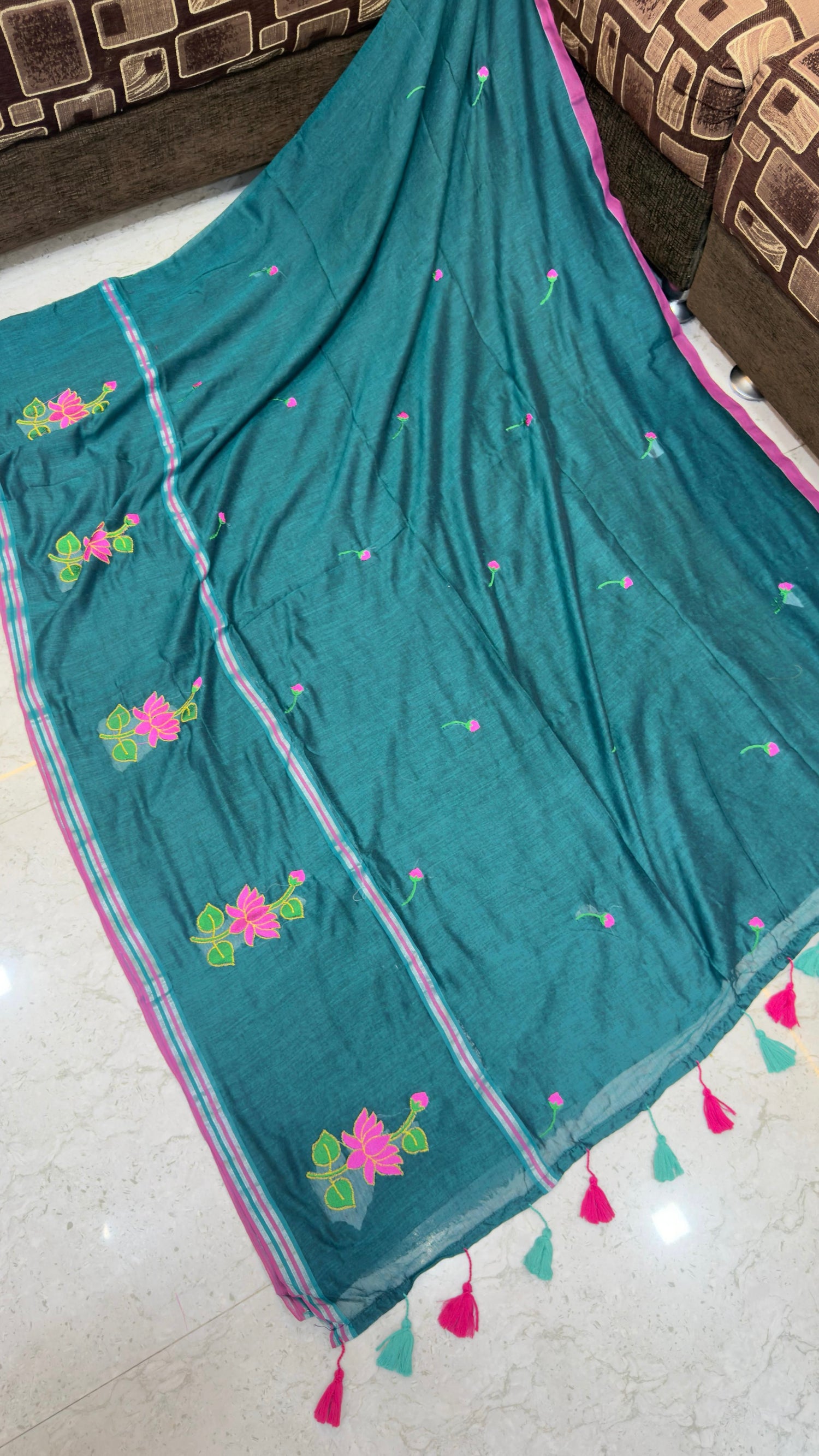 Mull cotton with embroidery