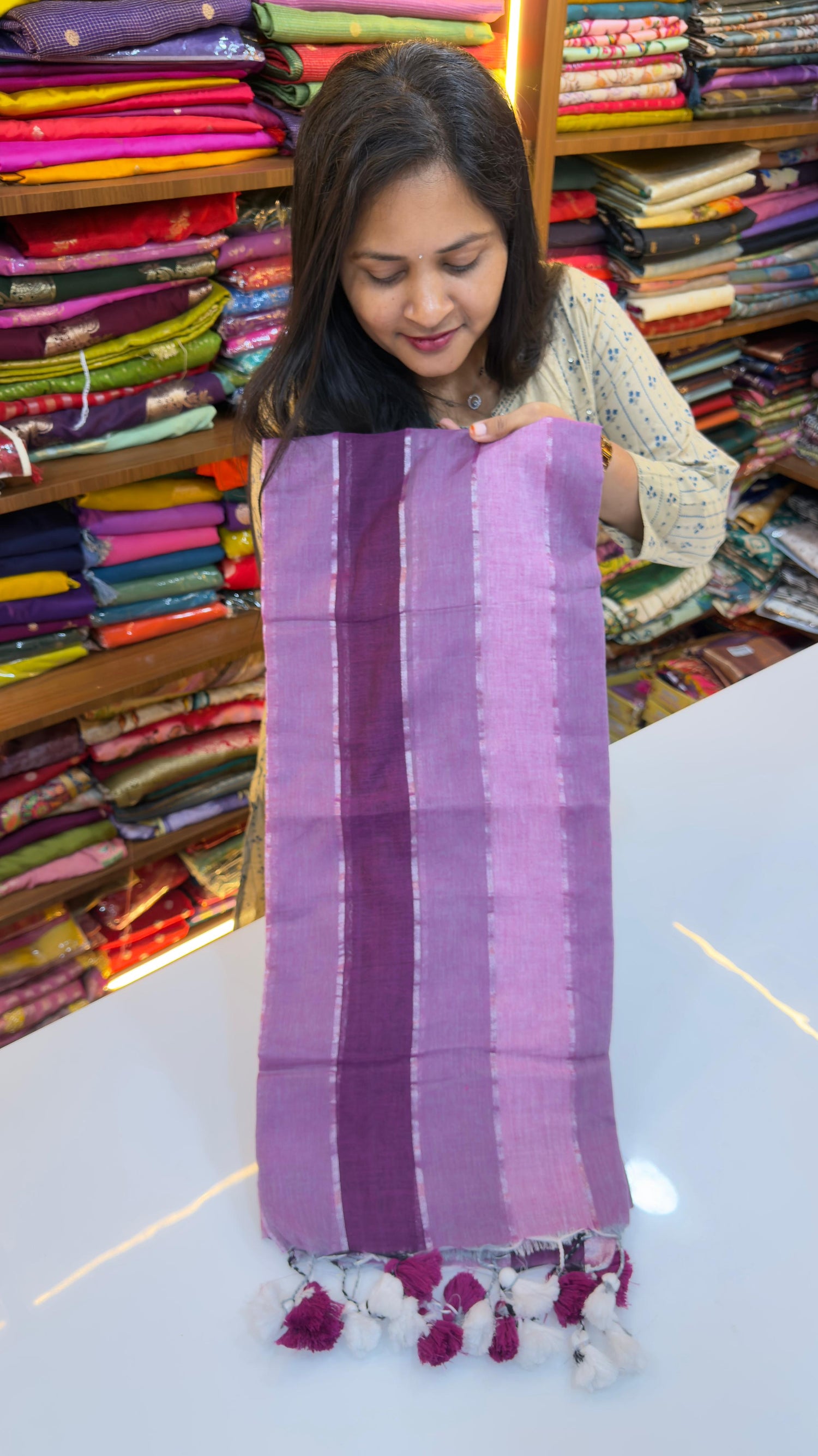 Rainbow Stripes Mul cotton Saree