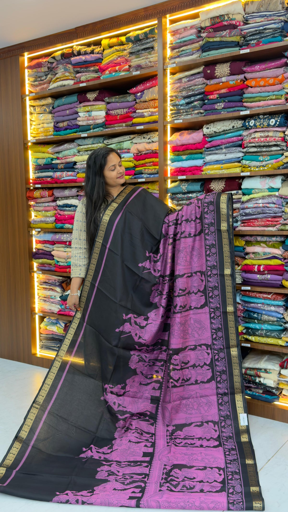 Black Maheswari Silk