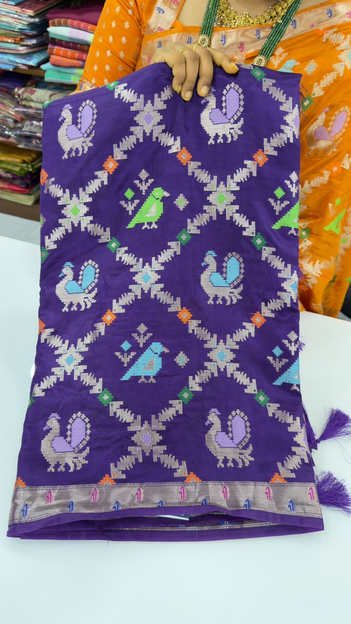 Paper  silk sarees with paithani borders