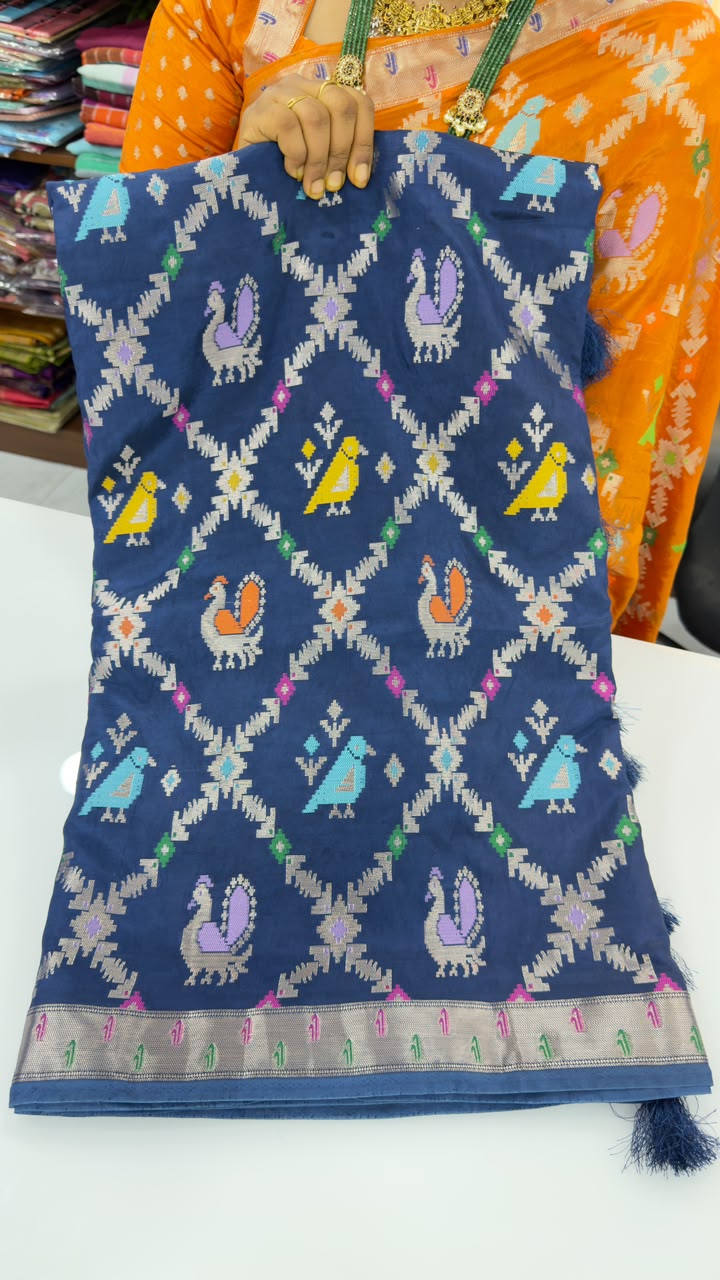 Paper  silk sarees with paithani borders