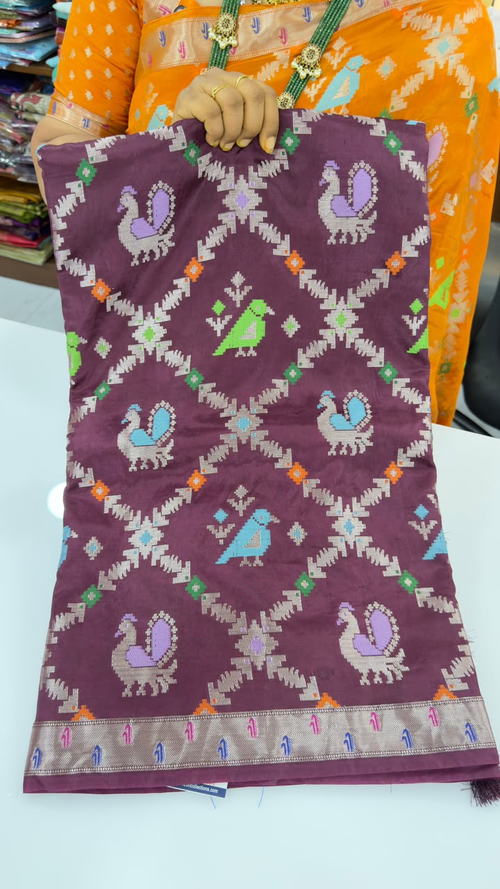 Paper  silk sarees with paithani borders