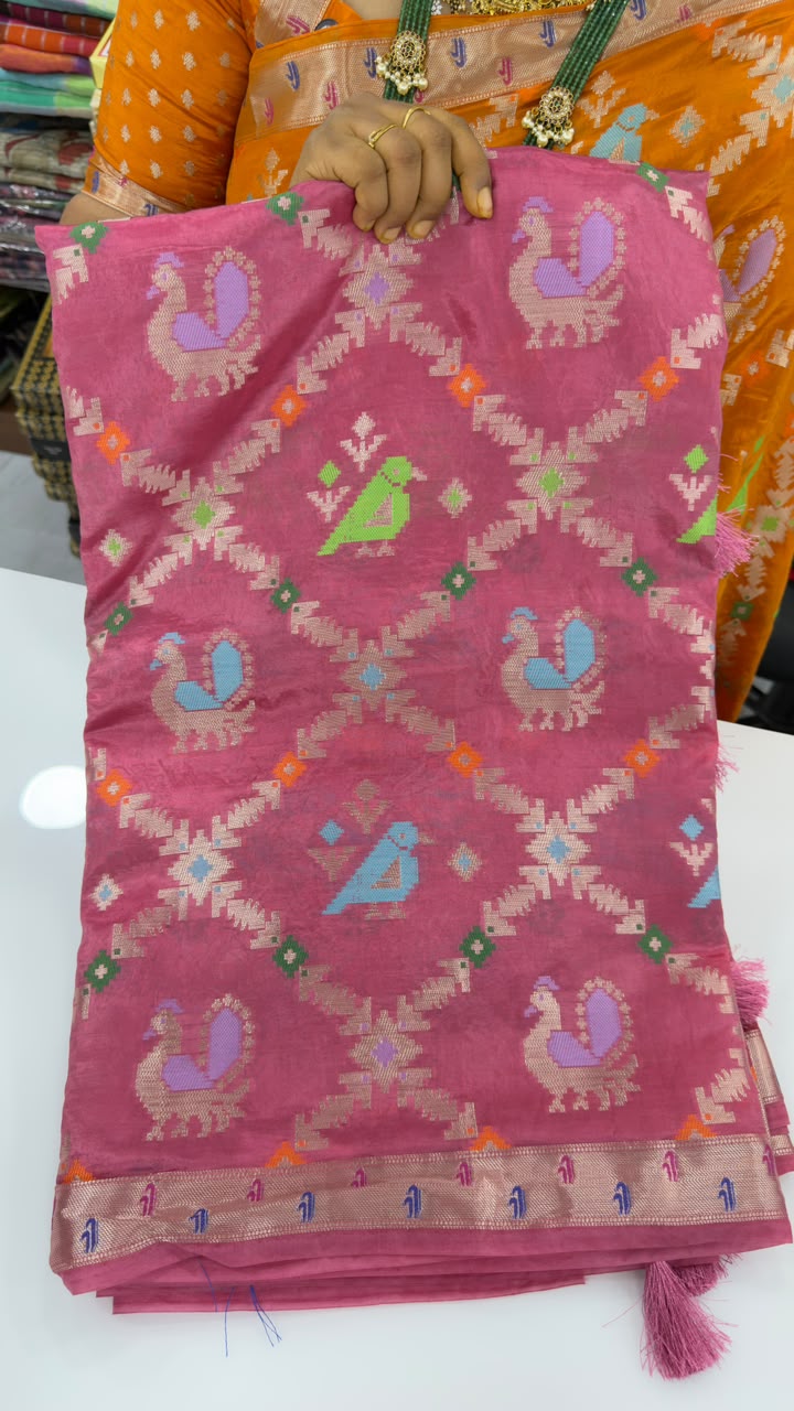 Paper  silk sarees with paithani borders