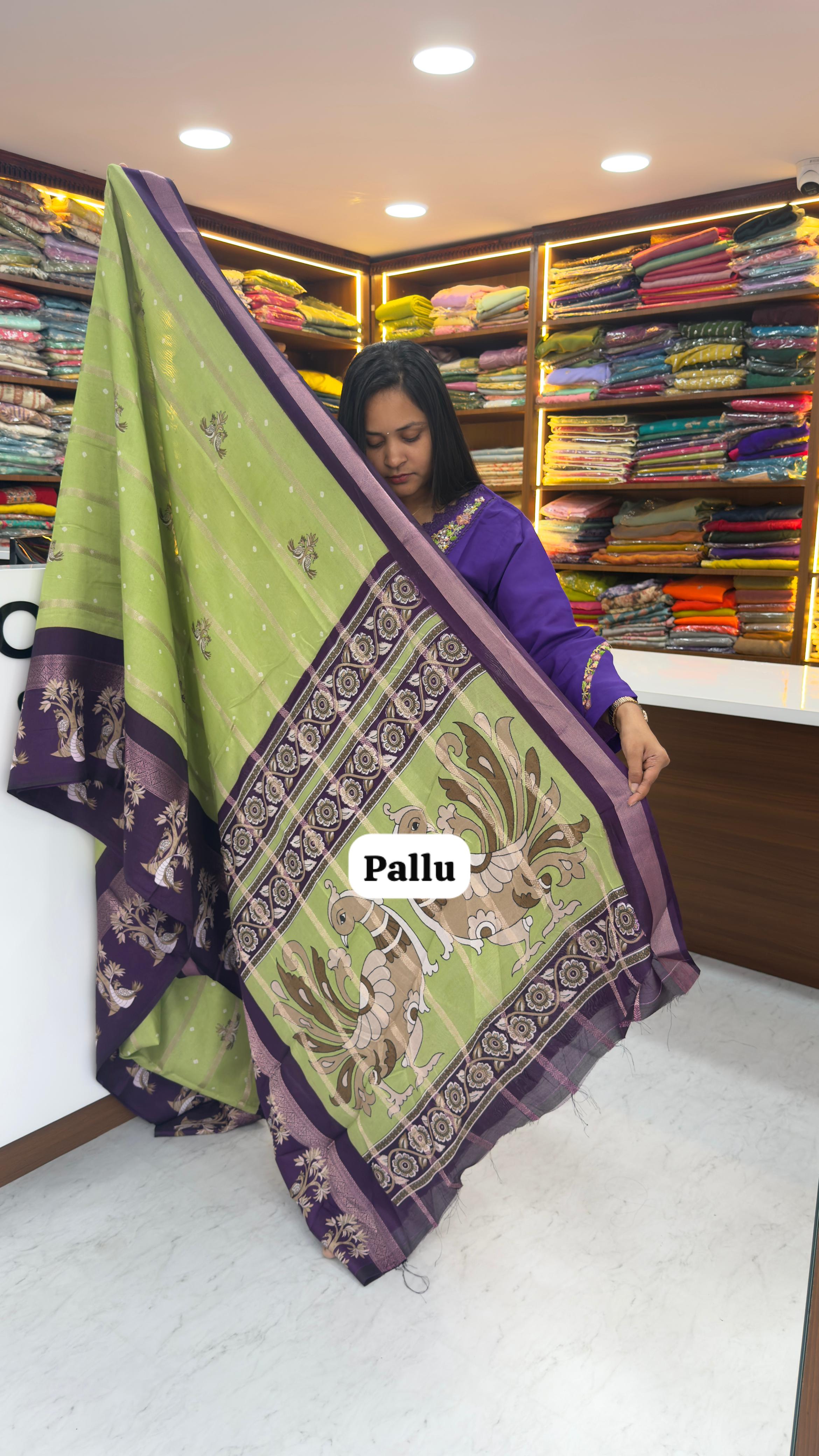 Pista green Violet saree
