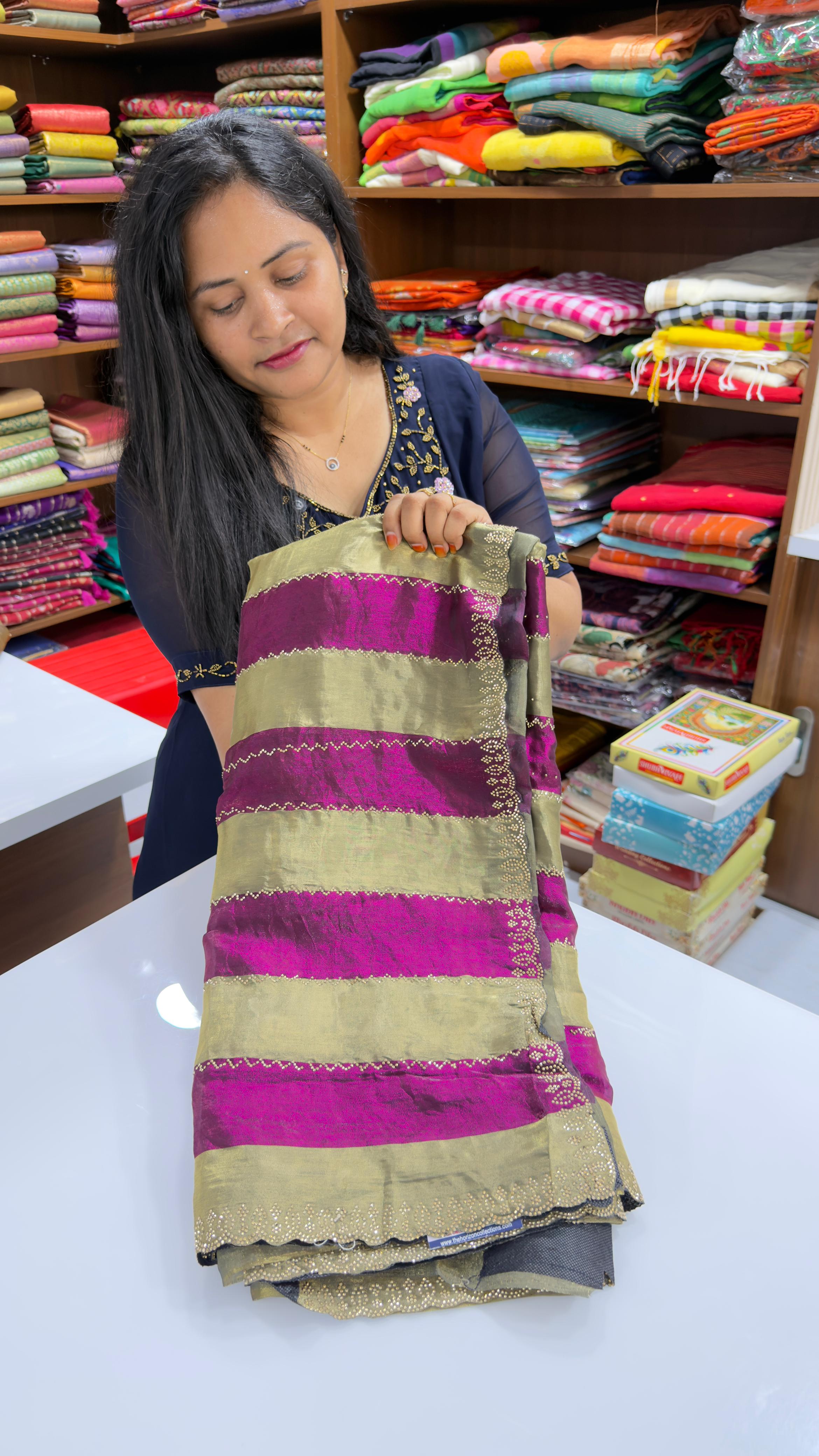 Party wear stripes sarees