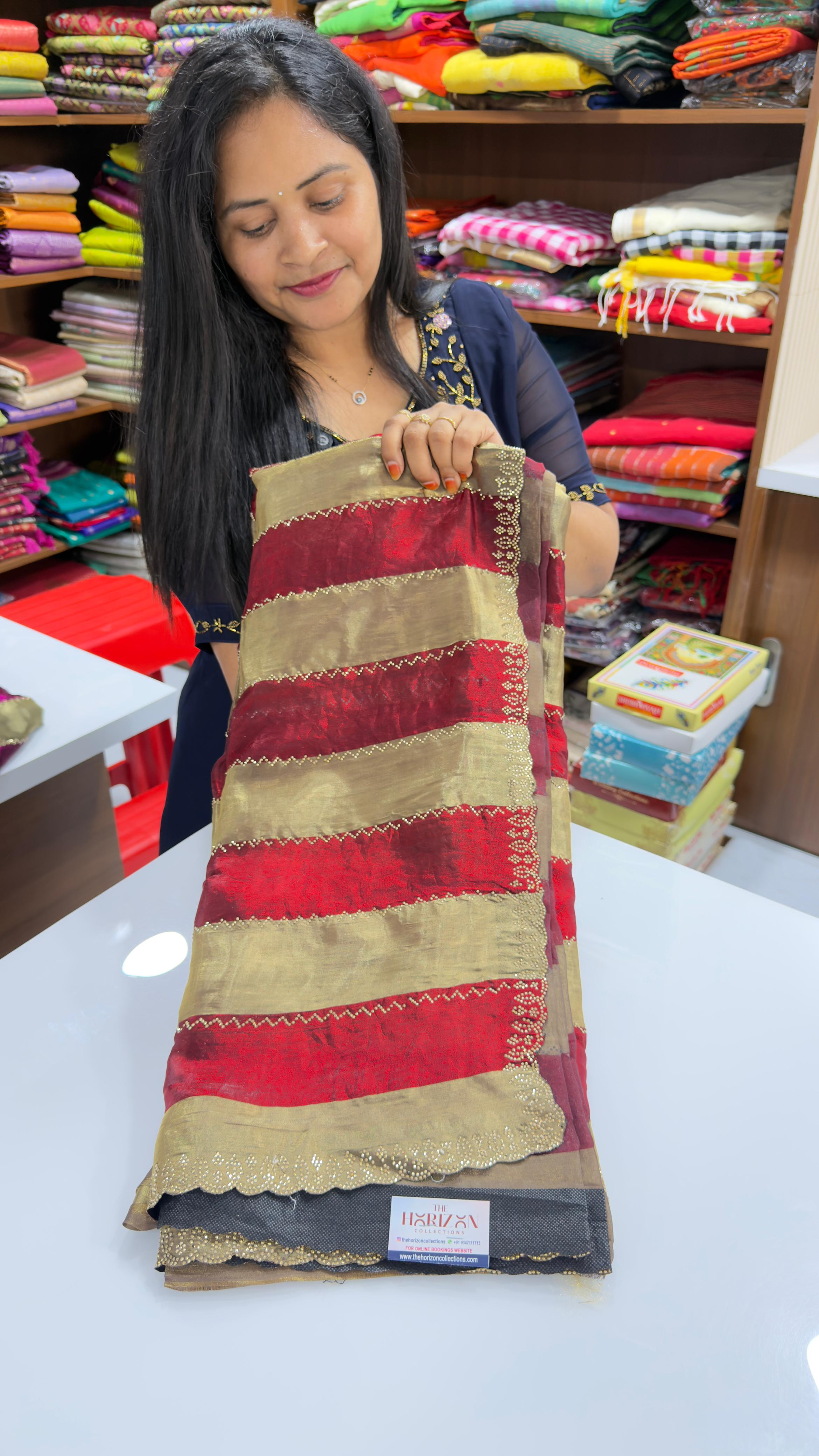Party wear stripes sarees