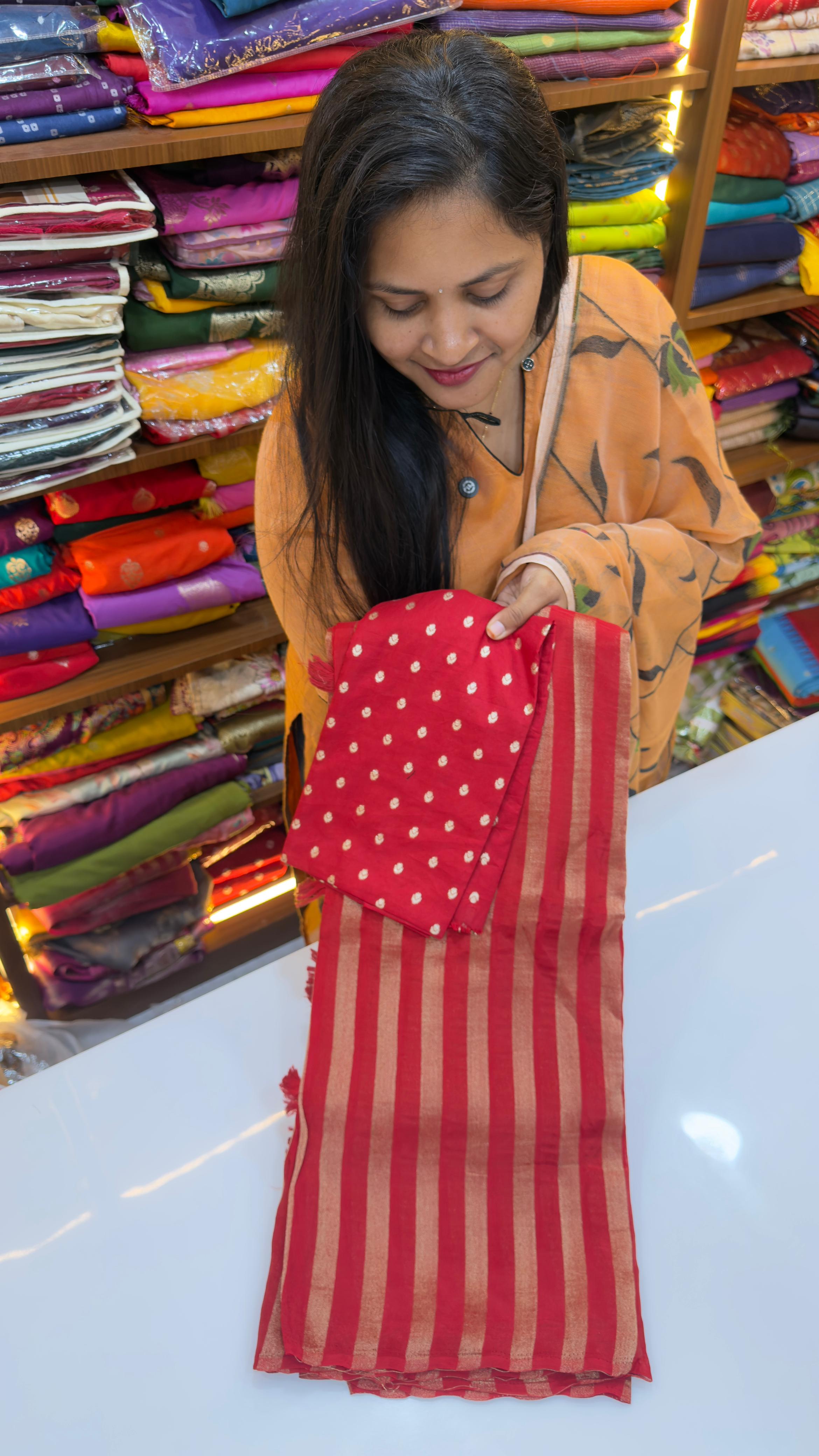Vertical Stripes Banarasi Georgette sarees