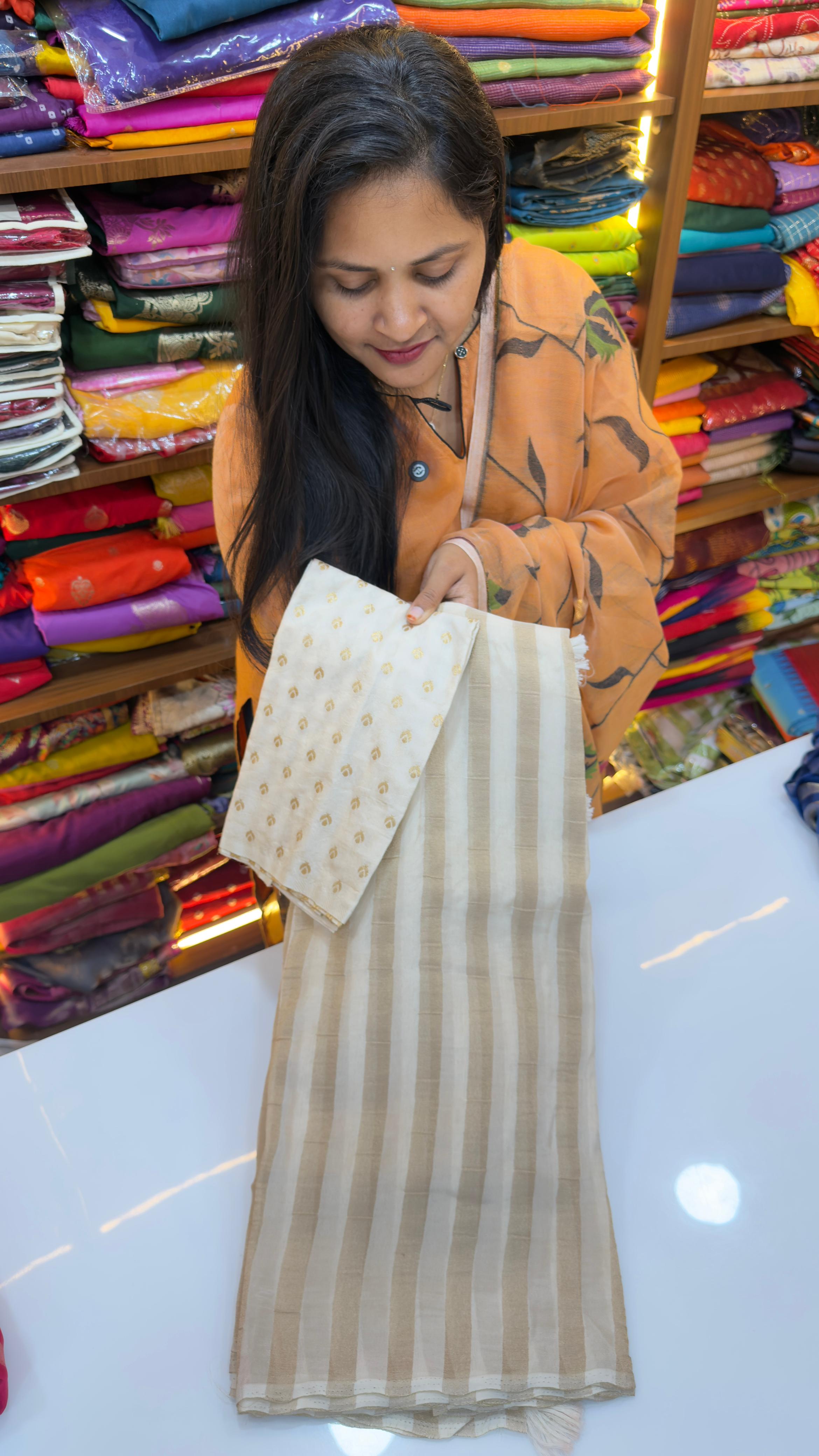 Vertical Stripes Banarasi Georgette sarees