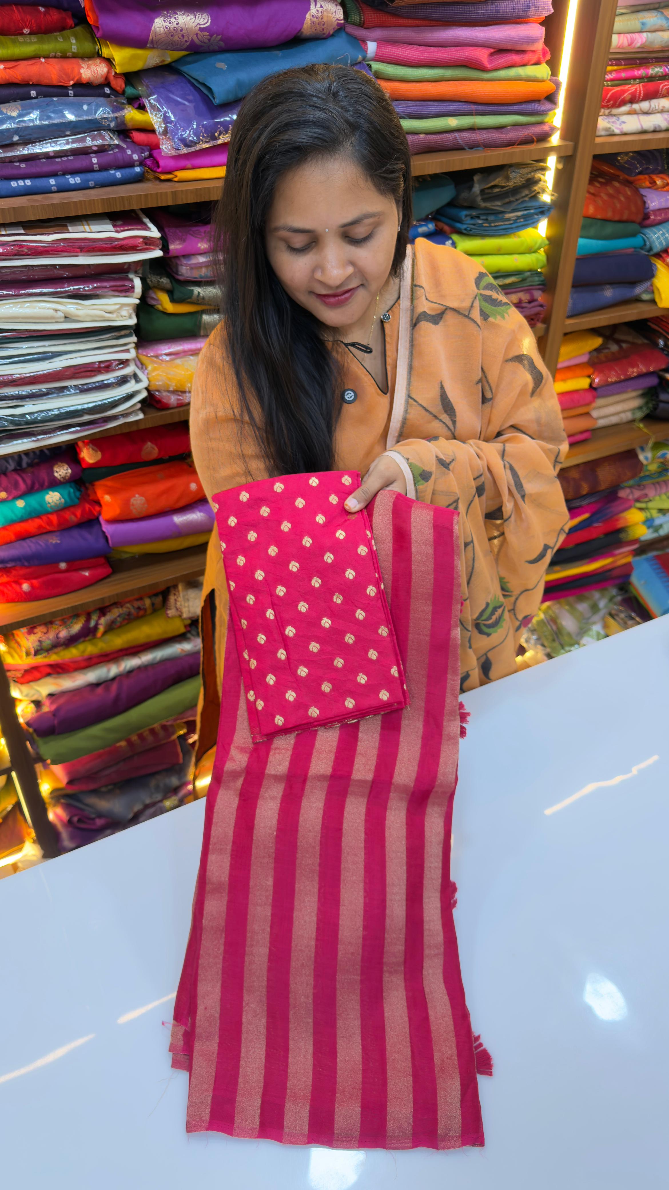 Vertical Stripes Banarasi Georgette sarees