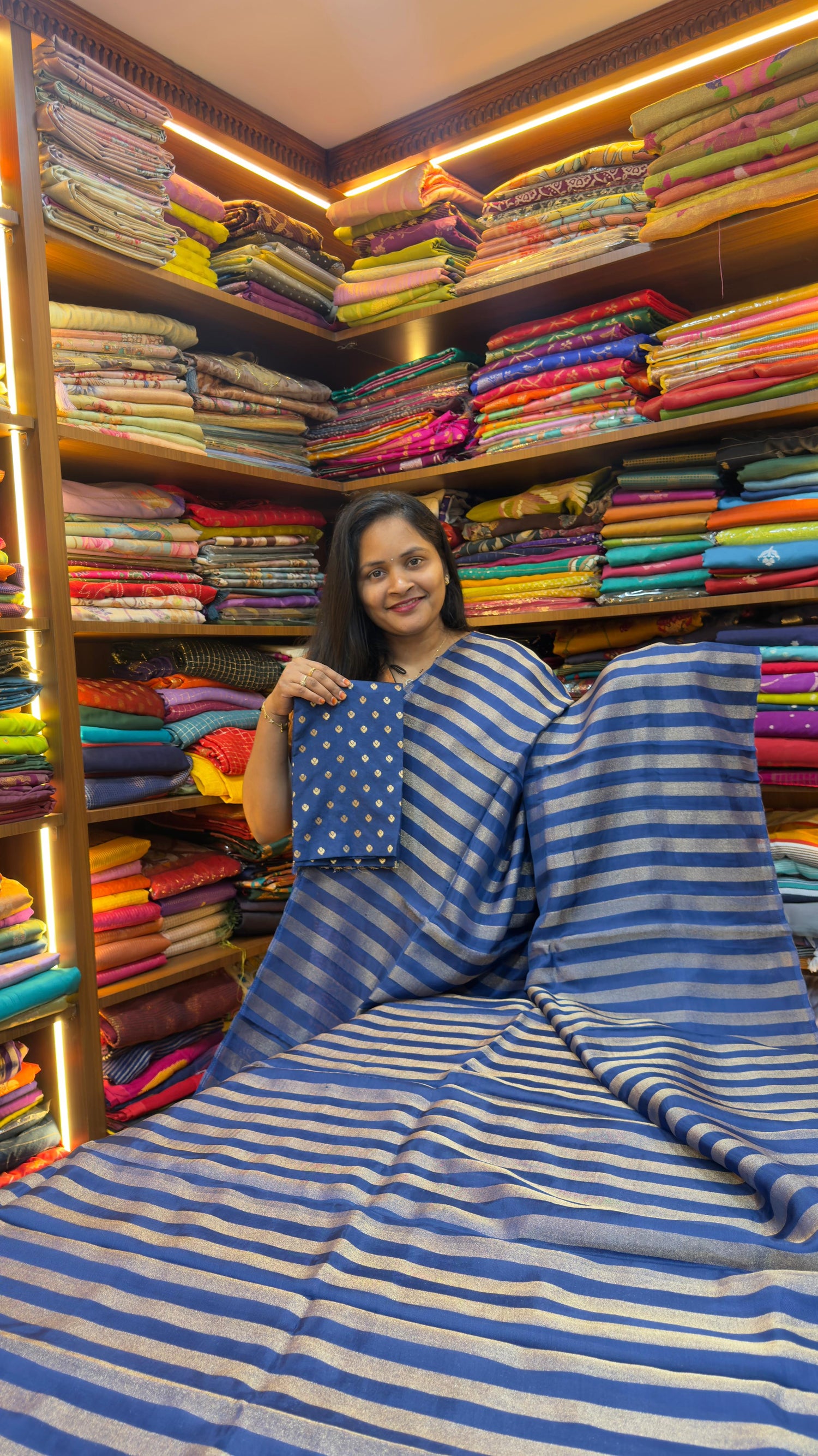 Vertical Stripes Banarasi Georgette sarees