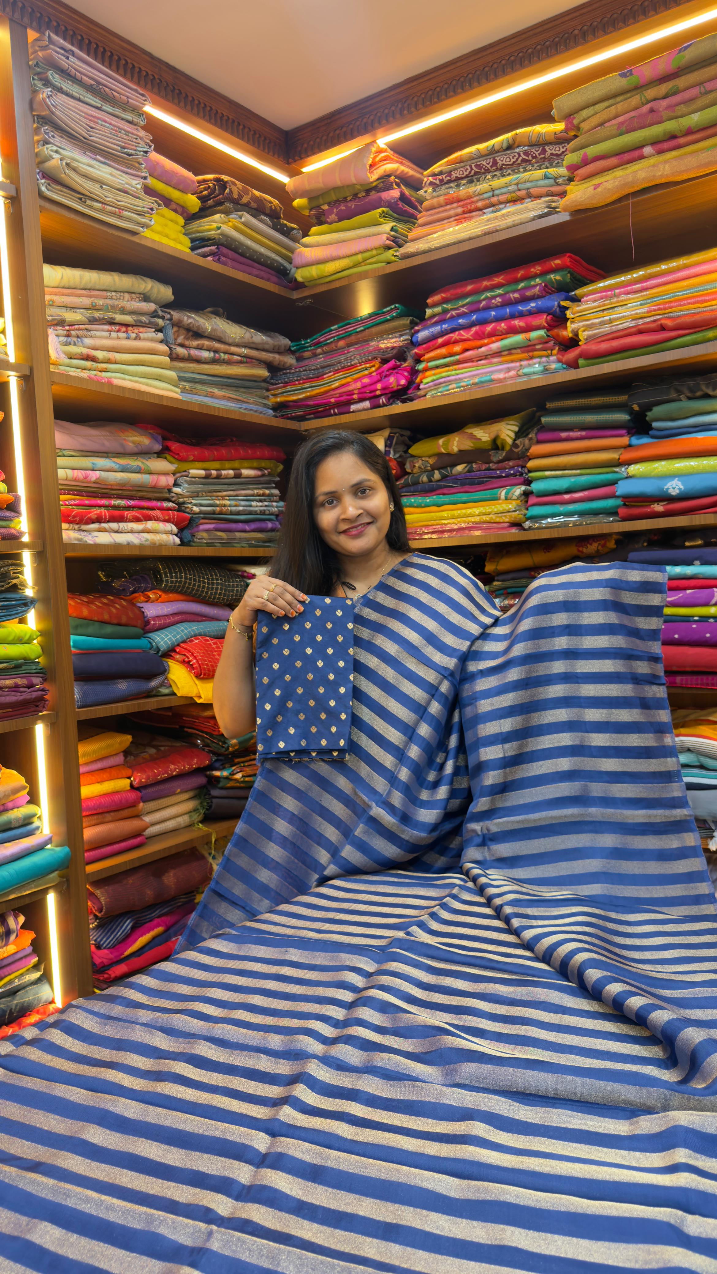 Vertical Stripes Banarasi Georgette sarees