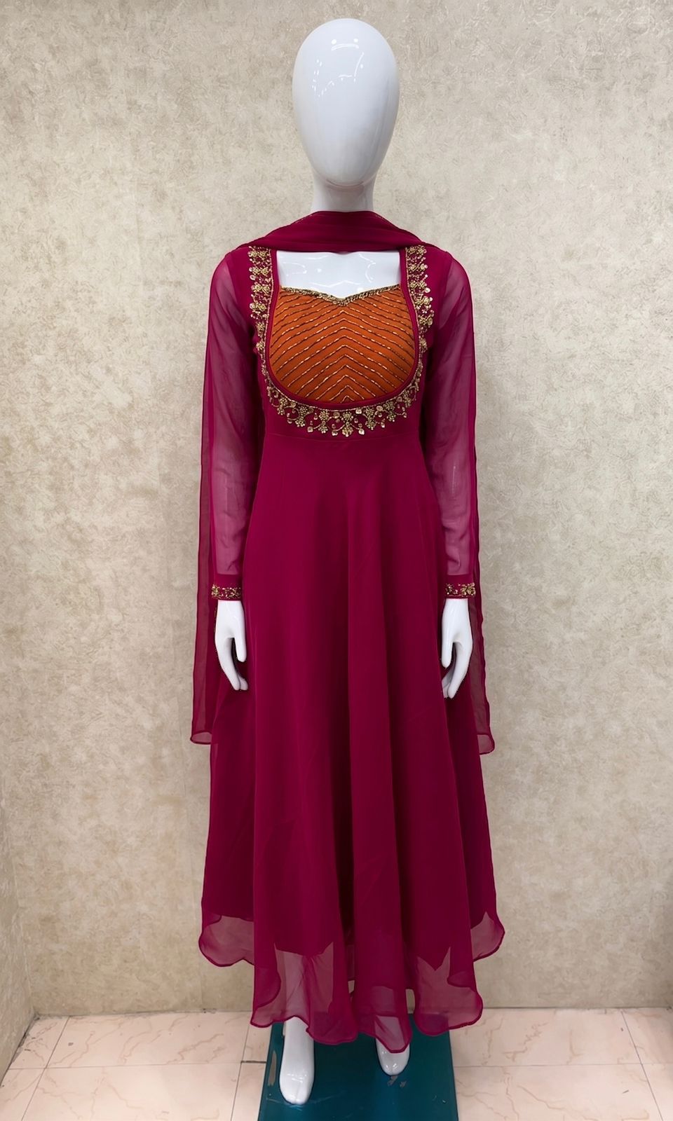 Designer Georgette anarkalis with maggam work(1week dispatch time)