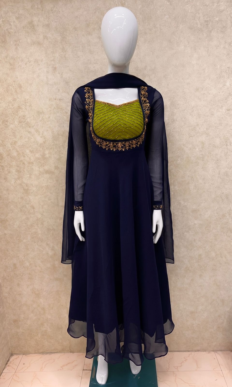 Designer Georgette anarkalis with maggam work(1week dispatch time)