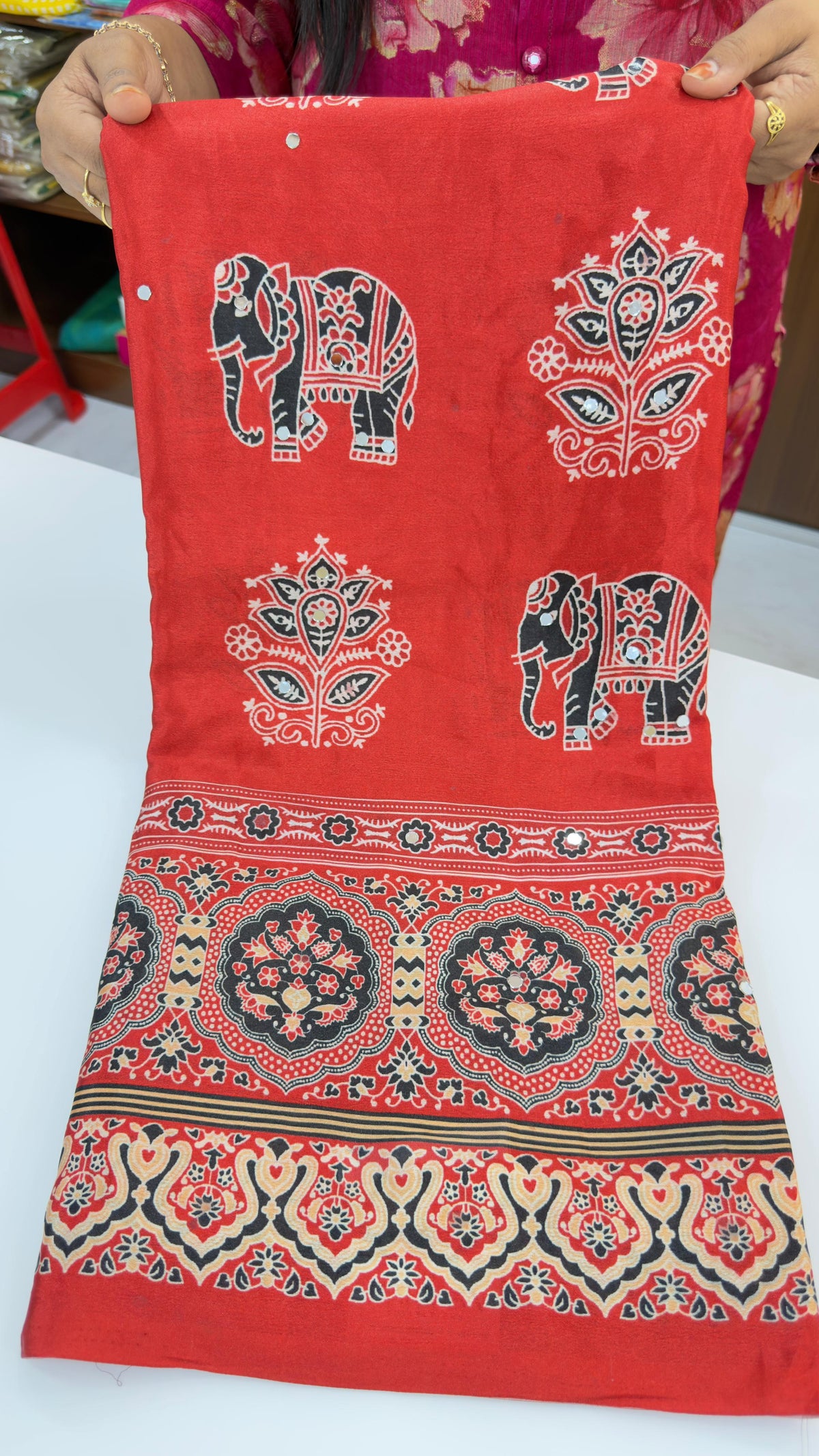 Satin Ajrakh sarees