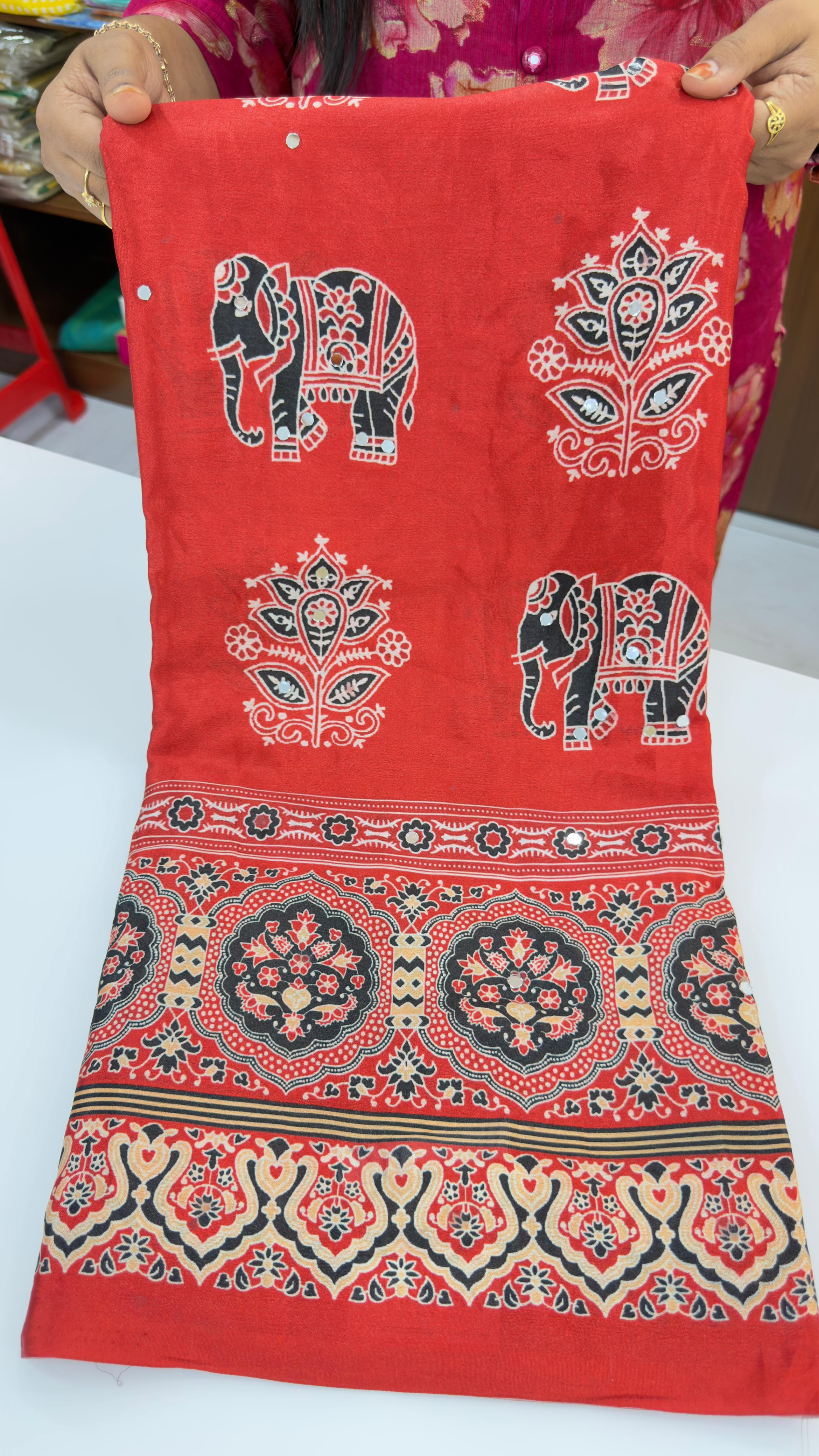 Satin Ajrakh sarees