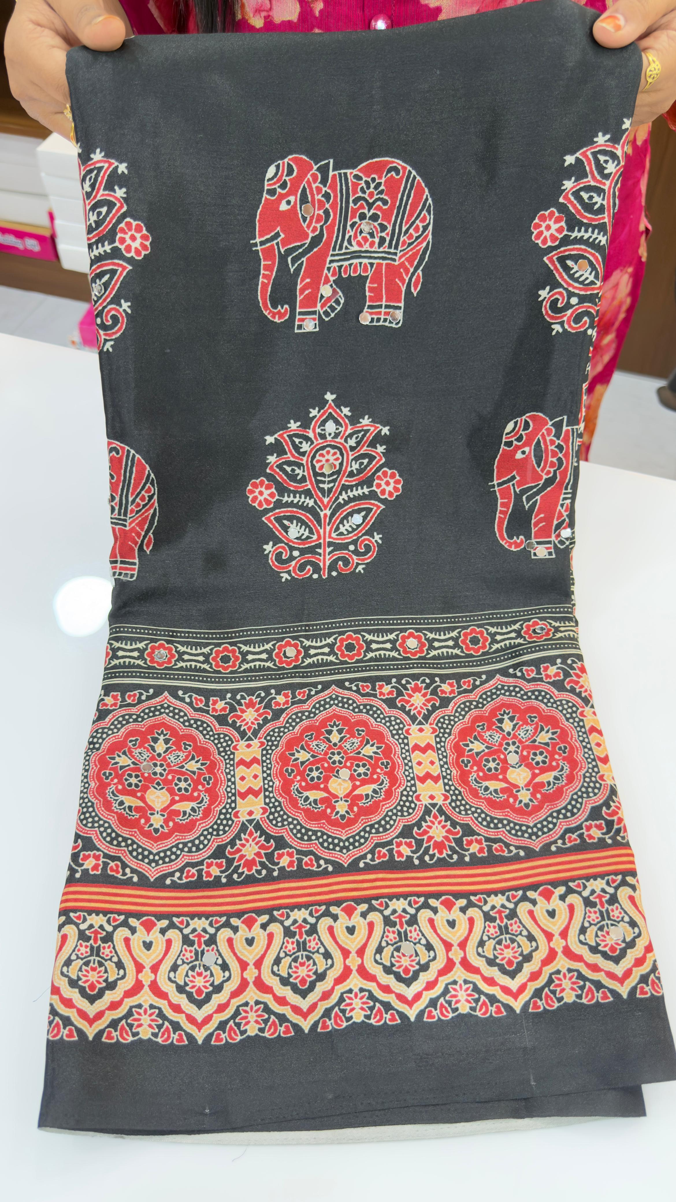 Satin Ajrakh sarees