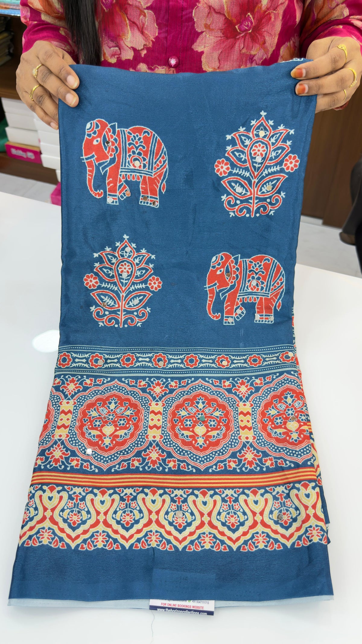 Satin Ajrakh sarees